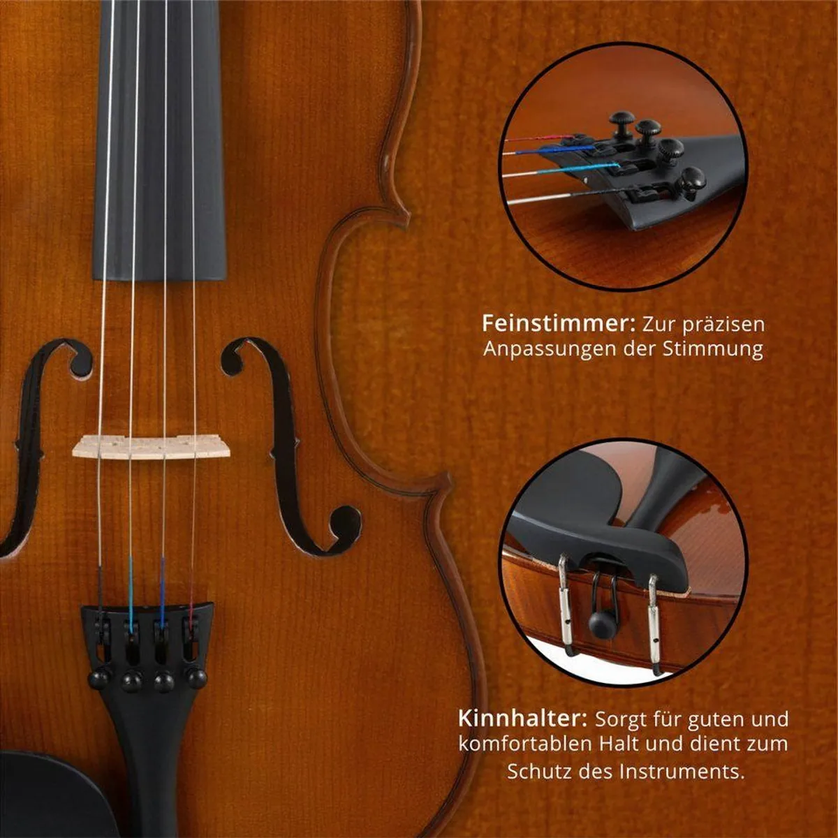 Classic Cantabile VP-130 4/4 Violinenset, vollmassiv, inkl. Bogen und Koffer 5