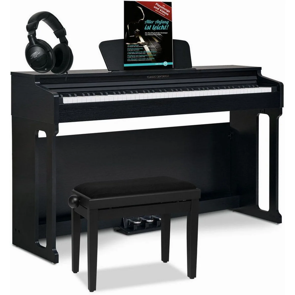 Classic Cantabile DP-220 Digitalpiano Set, 88 gewichtete Tasten, vielseitige Funktionen