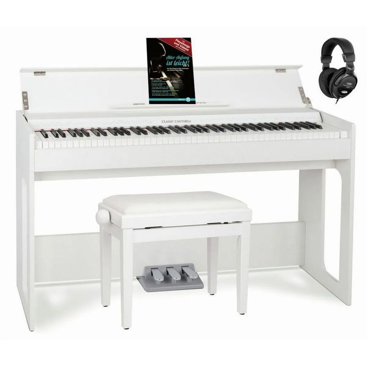 Classic Cantabile DP-S1 E-Piano Set, 88 gewichtete Tasten, inkl. Klavierbank & Kopfhörer