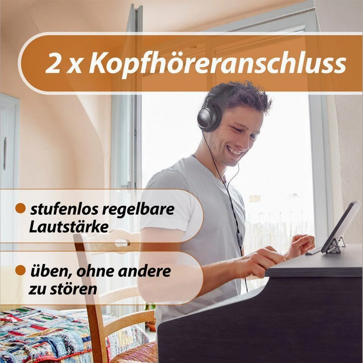 Classic Cantabile DP-50 E-Piano, gewichtete Tastatur, Twin-Piano-Funktion, vielseitige Features 3