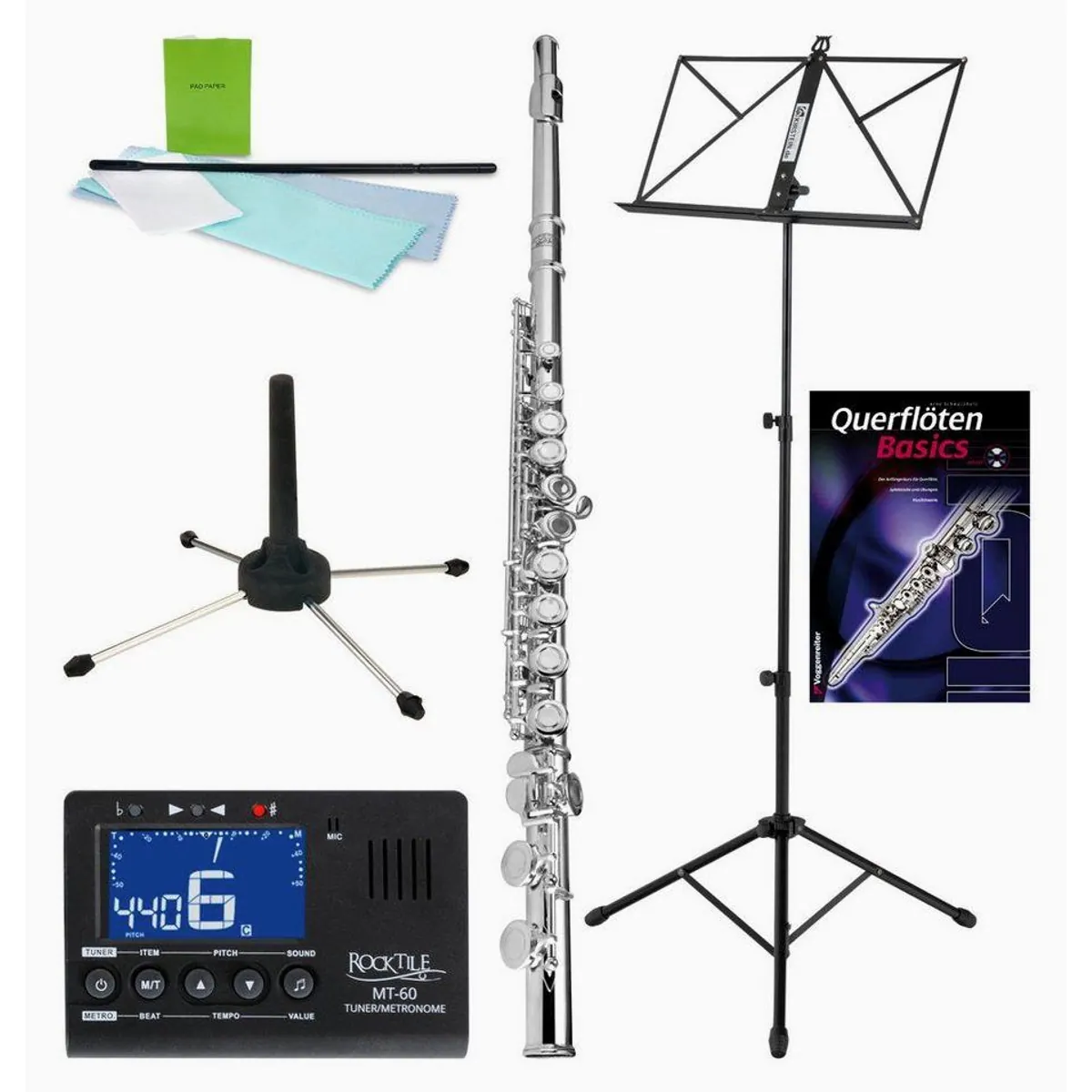 Classic Cantabile FL-200 Querflöte, komplett aus Neusilber, inkl. Zubehör