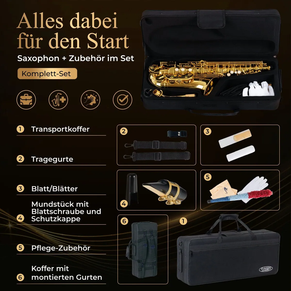 Classic Cantabile Altsaxophon AS-450, leichte Ansprache, klarer Ton, umfangreiches Zubehör 5