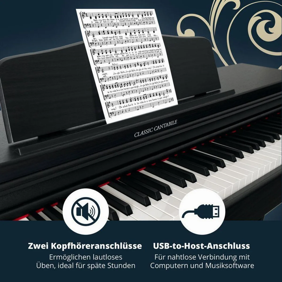 Classic Cantabile DP-230 E-Piano, 88 Tasten, Hammermechanik, 40 Voices, 200 Rhythmen 5