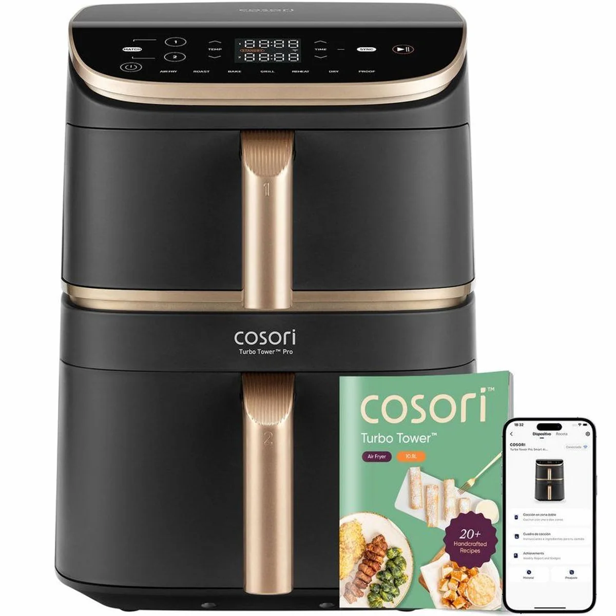 Cosori Turbo Tower Pro, 10,8 L, DualBlaze-Technologie, WLAN-Steuerung