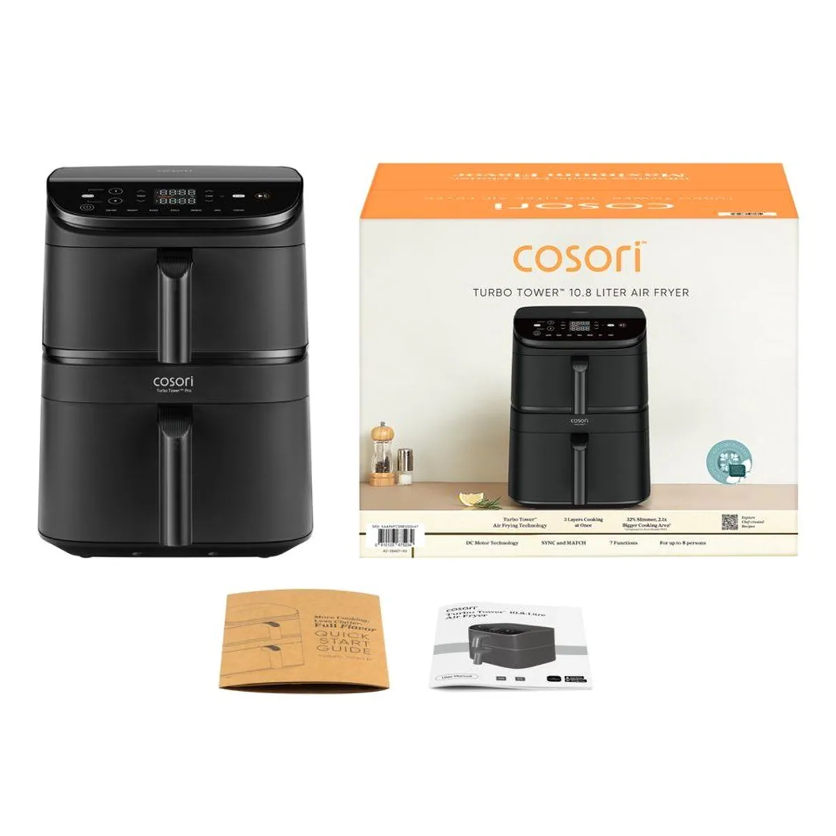 Cosori Turbo Tower CAF-DC121, 10,8L, 7 Funktionen, 2630 W — effizient und platzsparend 3