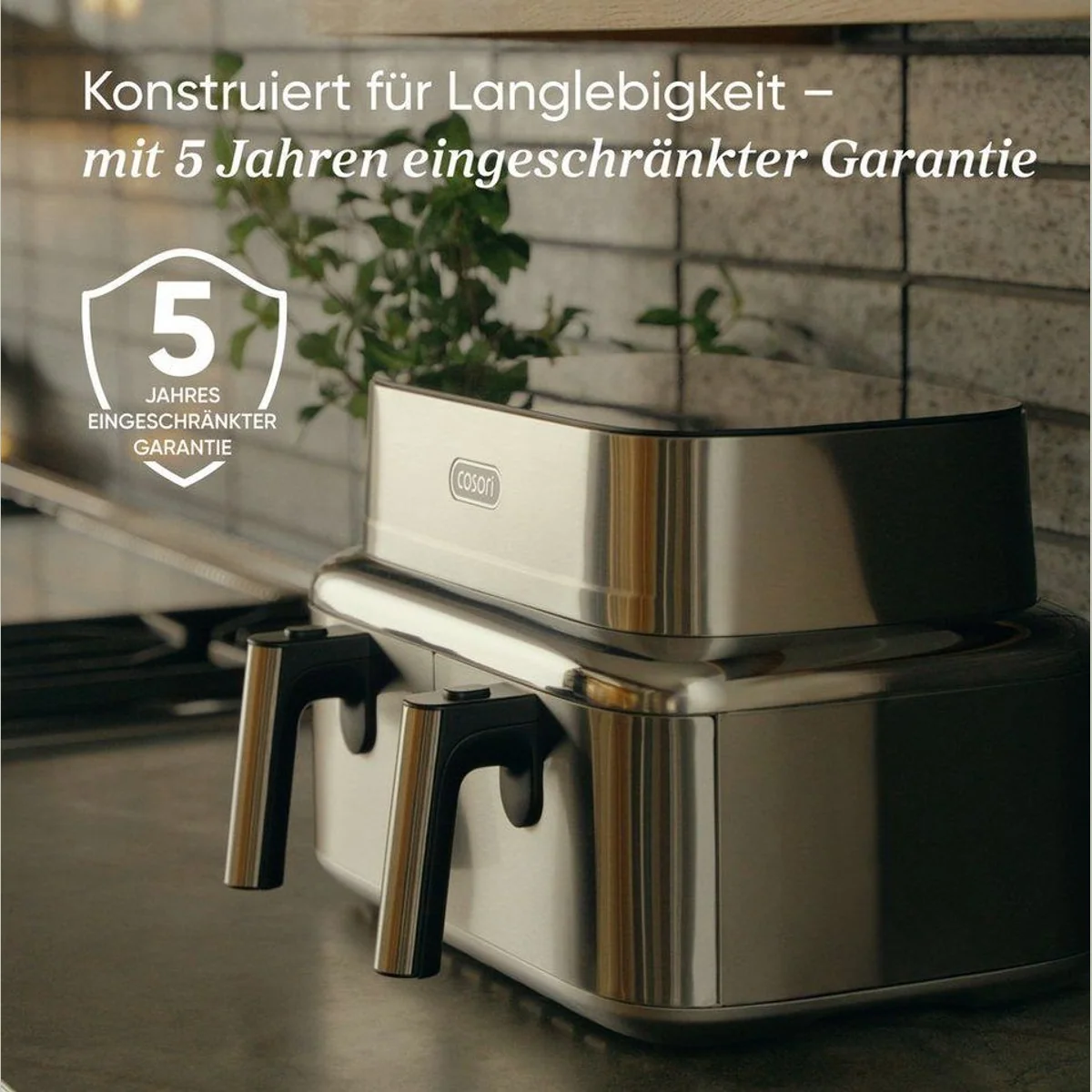 Cosori ICONIC Dual Heißluftfritteuse 8,6L, 2700 W, PFAS-frei, Edelstahl-Design 5