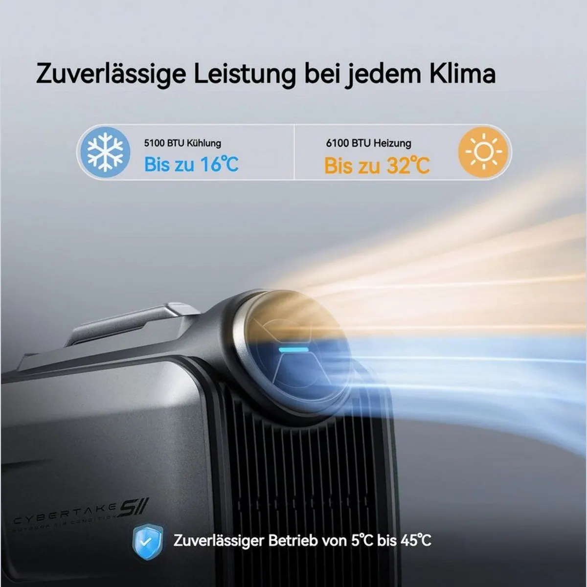 CYBERTAKE S2Pro Klimagerät, 4-in-1 Funktionalität, 5100 BTU Kühlung, 6100 BTU Heizung 2