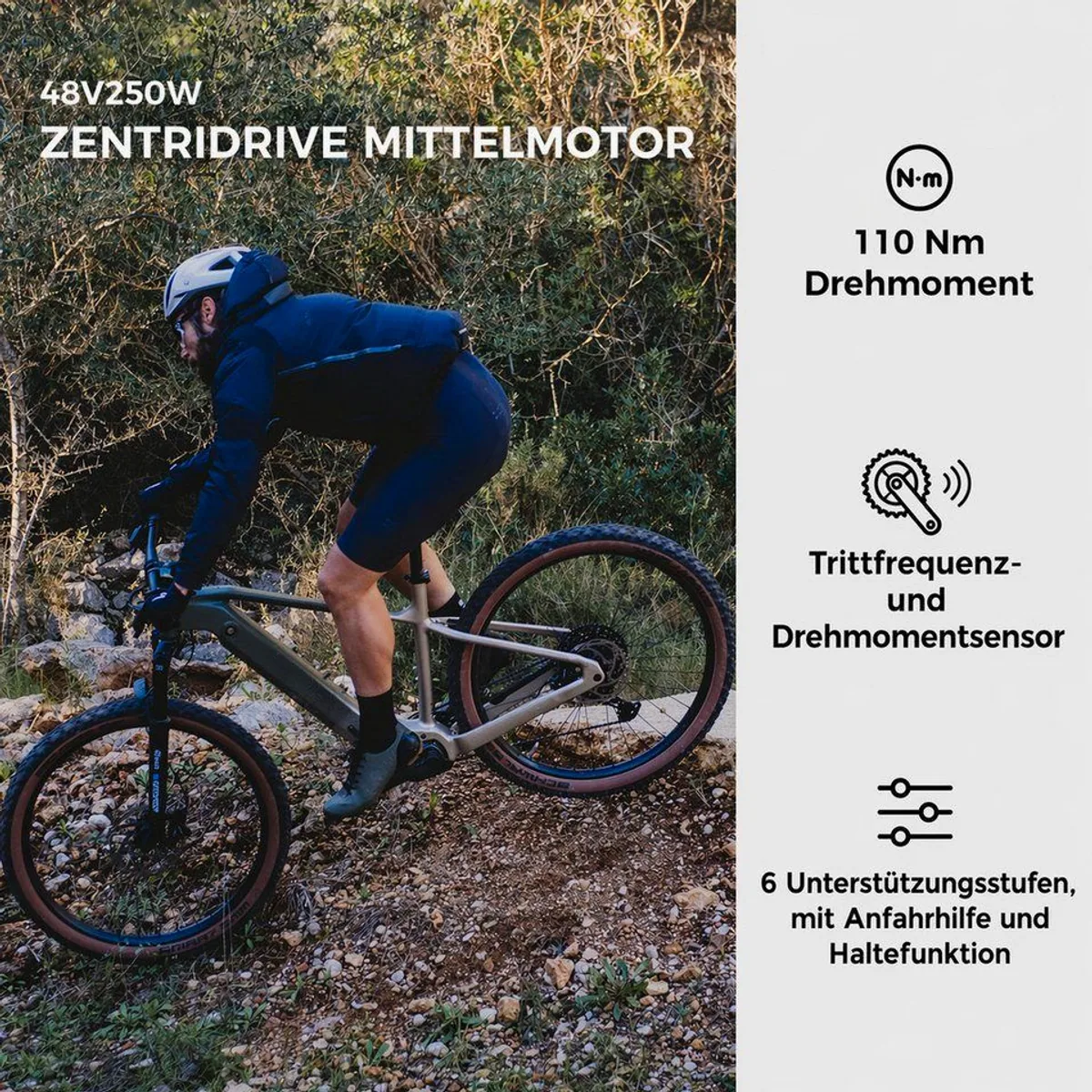 DERUIZ E-Bike Mountainbike Dolomit, 29 Zoll, 180 km Reichweite, 110 Nm — vielseitig, leistungsstark, komfortabel 3