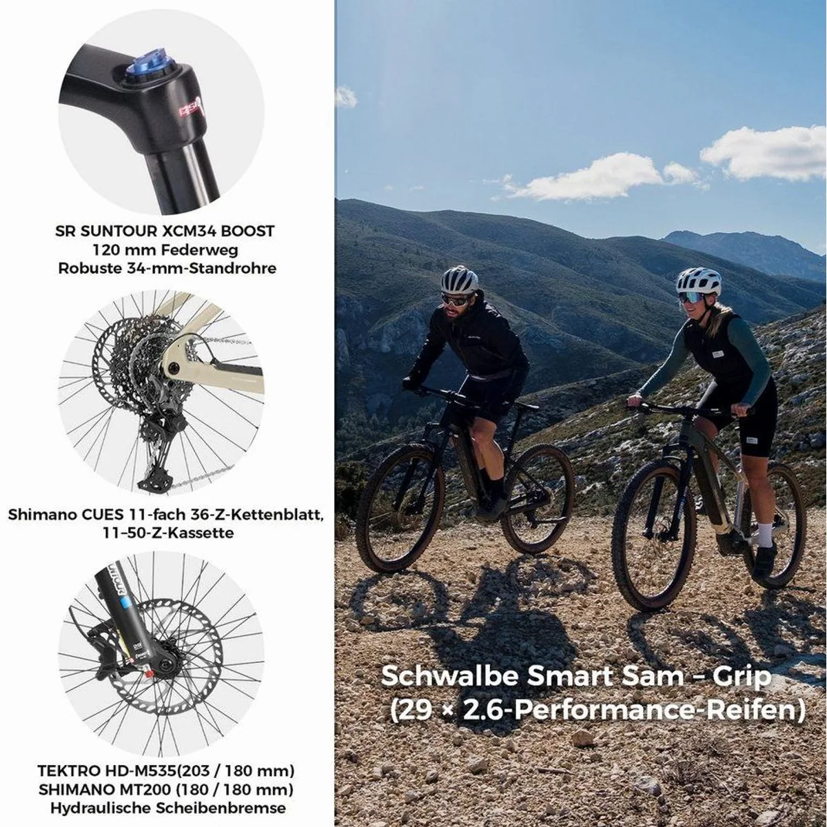 DERUIZ E-Bike Mountainbike 29 Zoll, 110 Nm, 6 Unterstützungsstufen, 720 Wh Akku 3