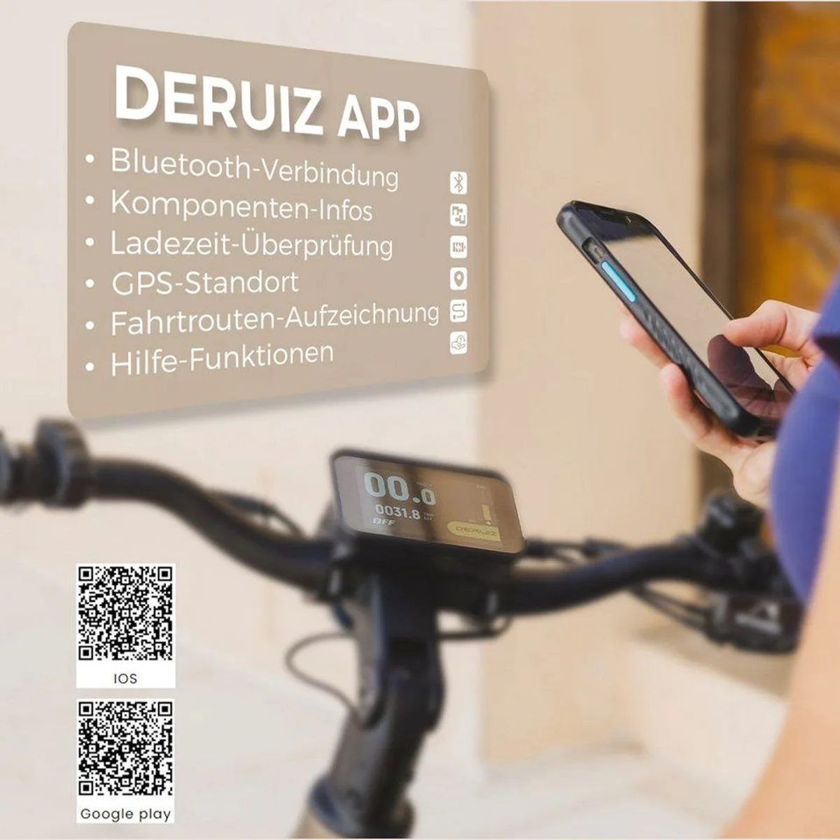 DERUIZ E-Bike Mountainbike Mica Pro, 110 Nm, 180 km Reichweite, Gates Riemenantrieb 5