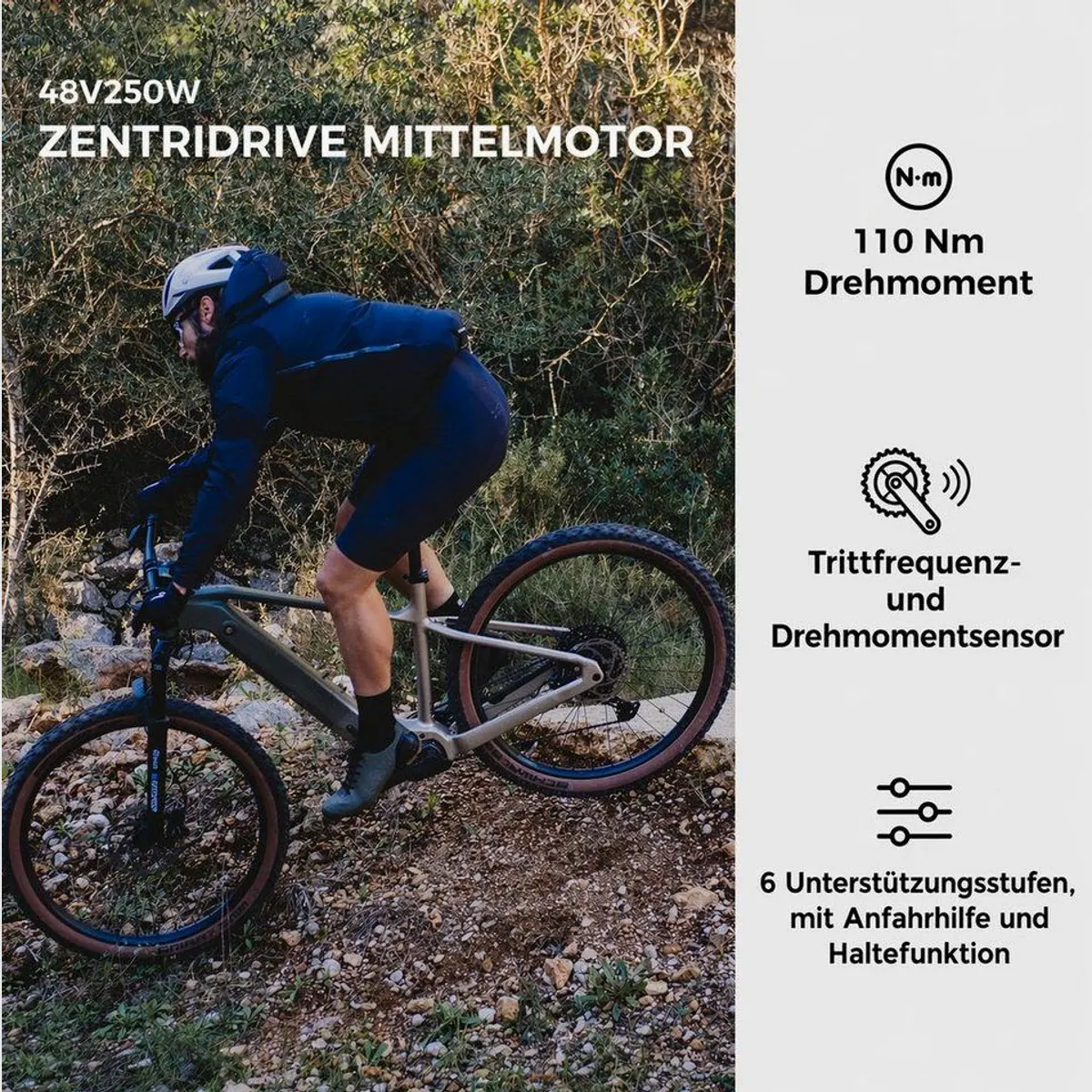 DERUIZ Dolomit E-Mountainbike 29 Zoll, 110 Nm Mittelmotor, 720Wh Akku 2