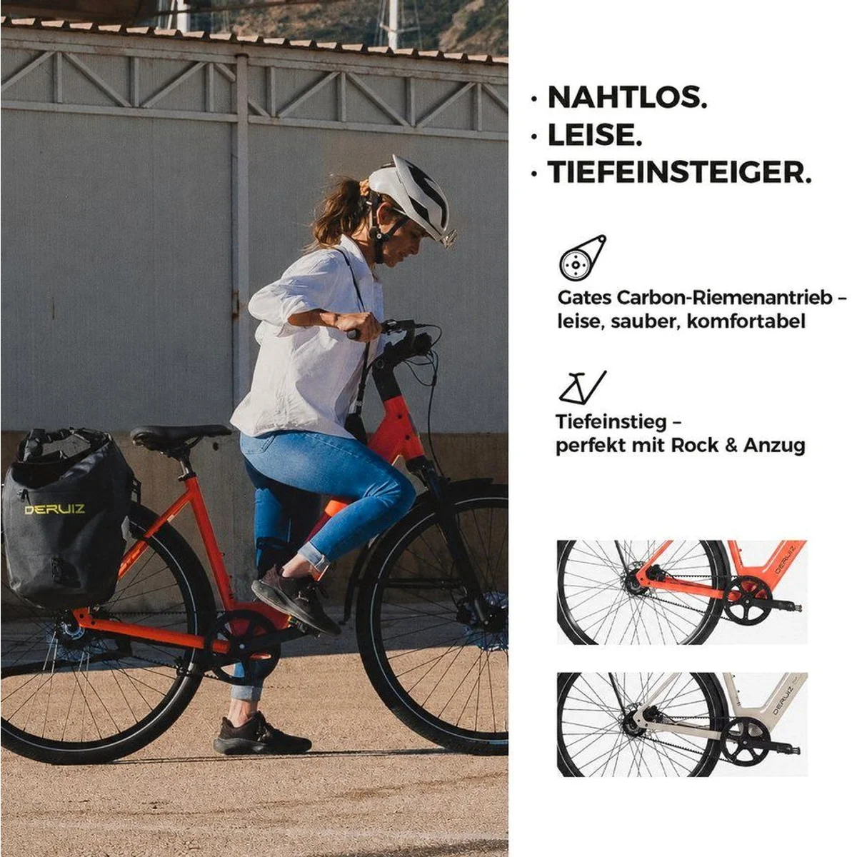 DERUIZ Turmali Comfort E-Bike, 28 Zoll, hydraulische Bremsen, Gates Riemenantrieb, 360 Wh 2