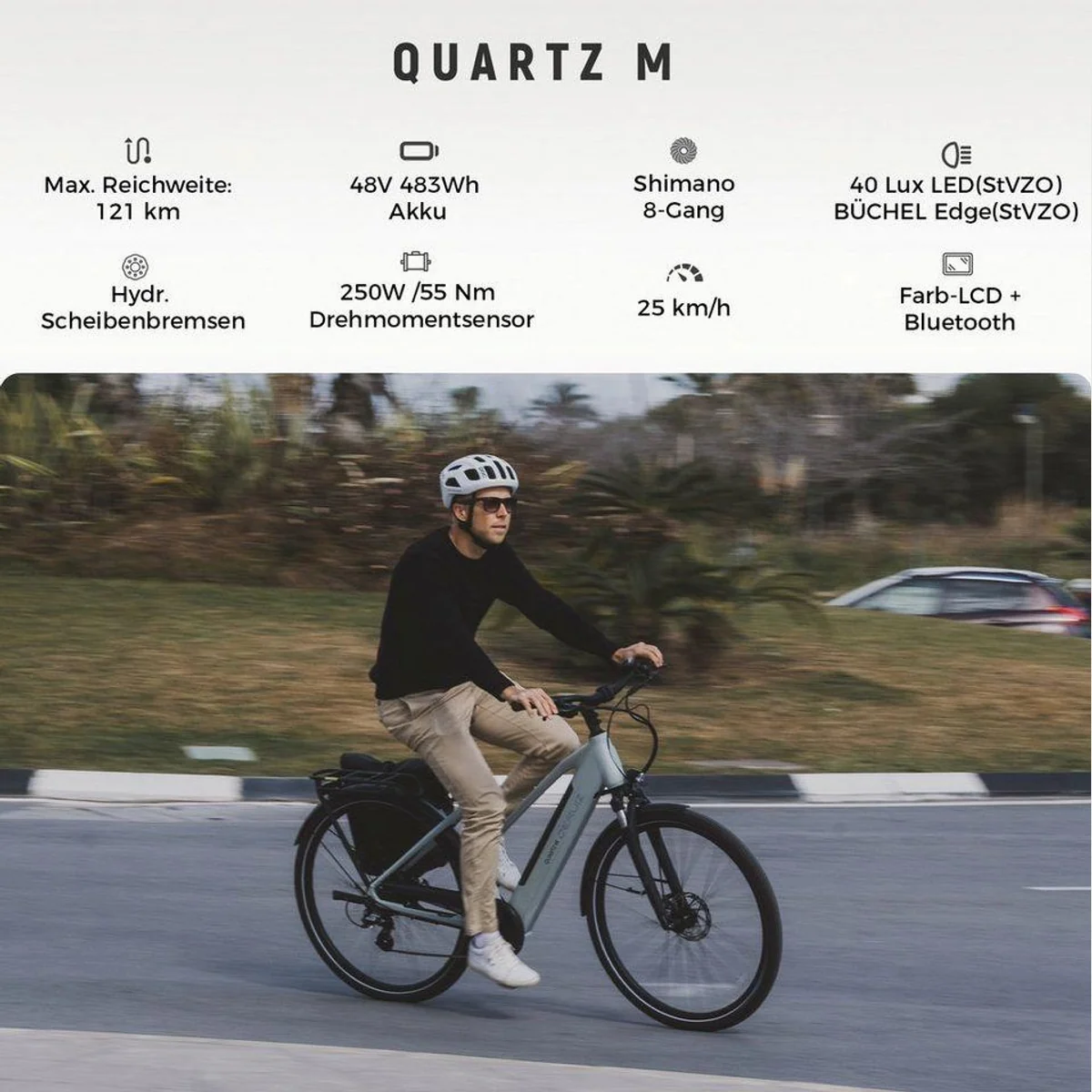 DERUIZ E-Bike Cityrad Quartz M, 250W Heckmotor, 121 km Reichweite, hydraulische Scheibenbremsen 2