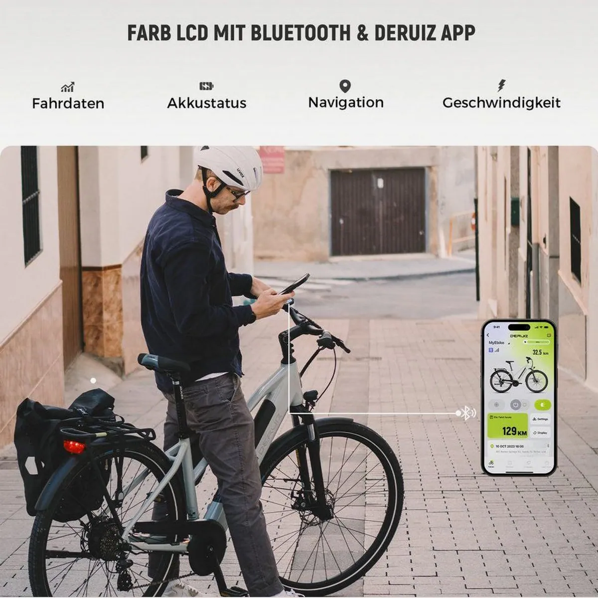 DERUIZ E-Bike Cityrad Quartz M, 250W Heckmotor, 121 km Reichweite, hydraulische Scheibenbremsen 5
