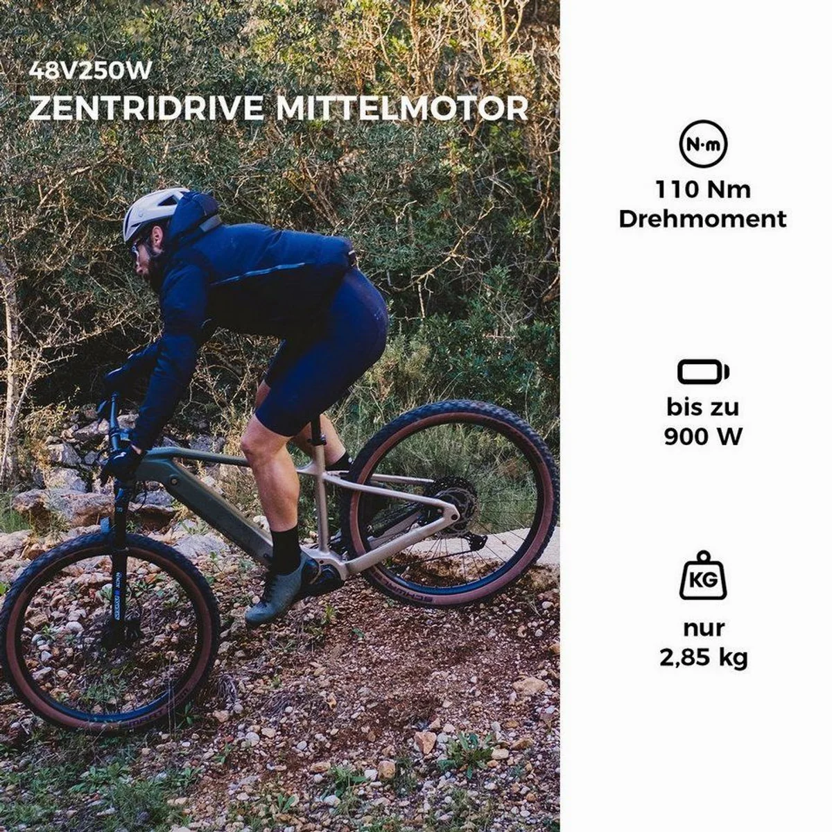 DERUIZ E-Bike Mountainbike Dolomit 29 Zoll, 110 Nm Mittelmotor, 720 Wh Akku 3
