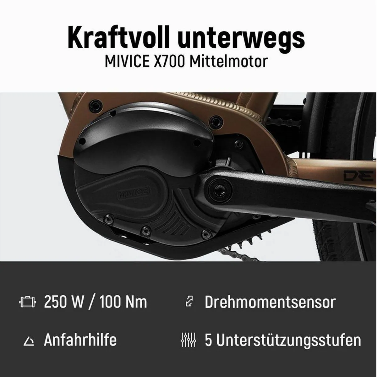DERUIZ E-Bike Cityrad Quartz Pro, 100 Nm Mittelmotor, 644 Wh Akku, 9-Gang Shimano 2