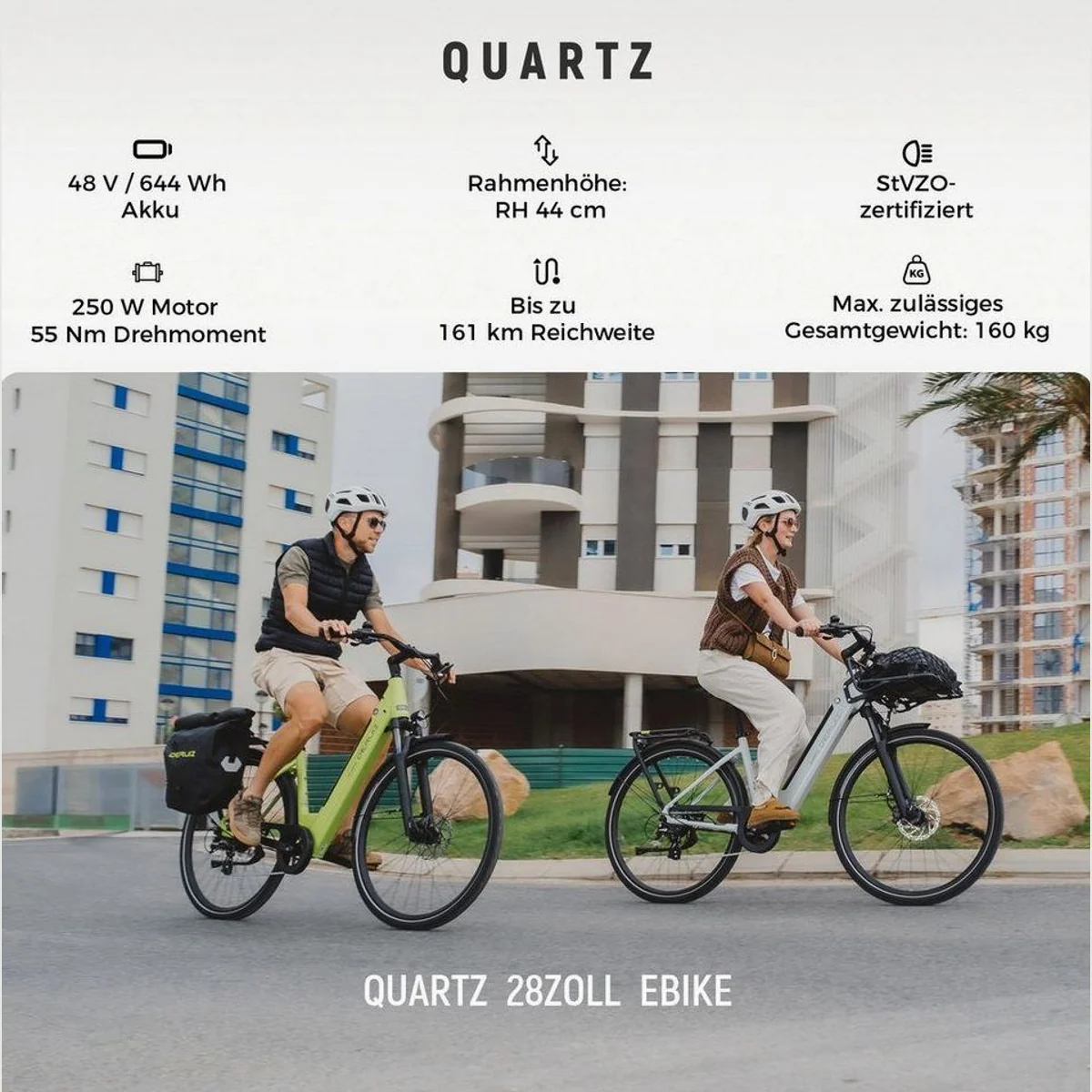 DERUIZ E-Bike Cityrad Quartz, 644 Wh Akku, 8-Gang Shimano, hydraulische Bremsen 2