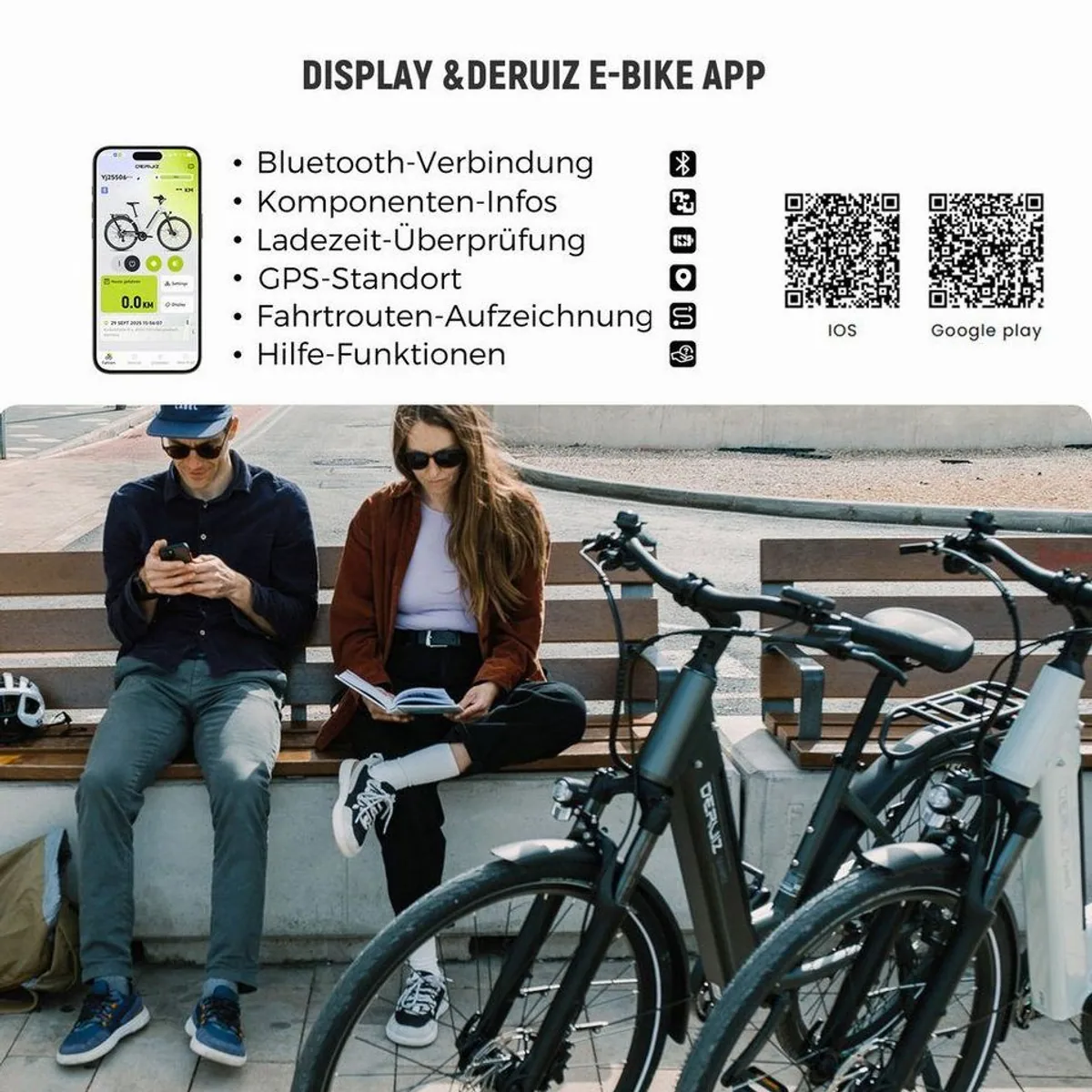 DERUIZ E-Bike Cityrad Quartz, 644 Wh Akku, 8-Gang Shimano, hydraulische Bremsen 5