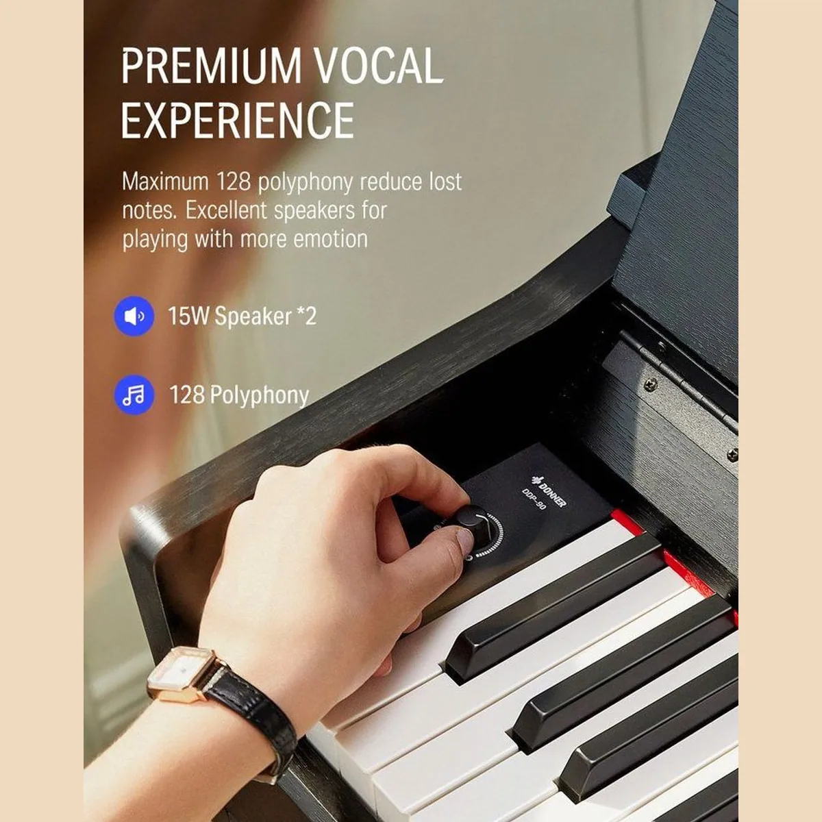 Donner DDP-90 Digitalpiano, 88 gewichtete Tasten, USB MIDI-Schnittstelle, Möbelständer inklusive 4