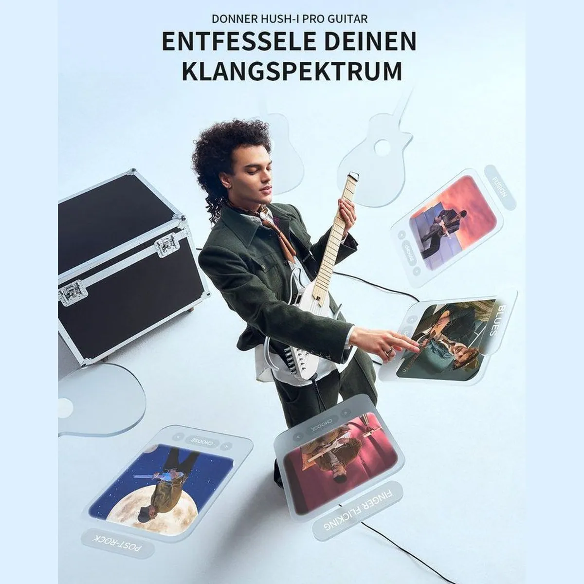 Donner HUSH I PRO Reisegitarre, kompakt, leicht, ideal für unterwegs 2
