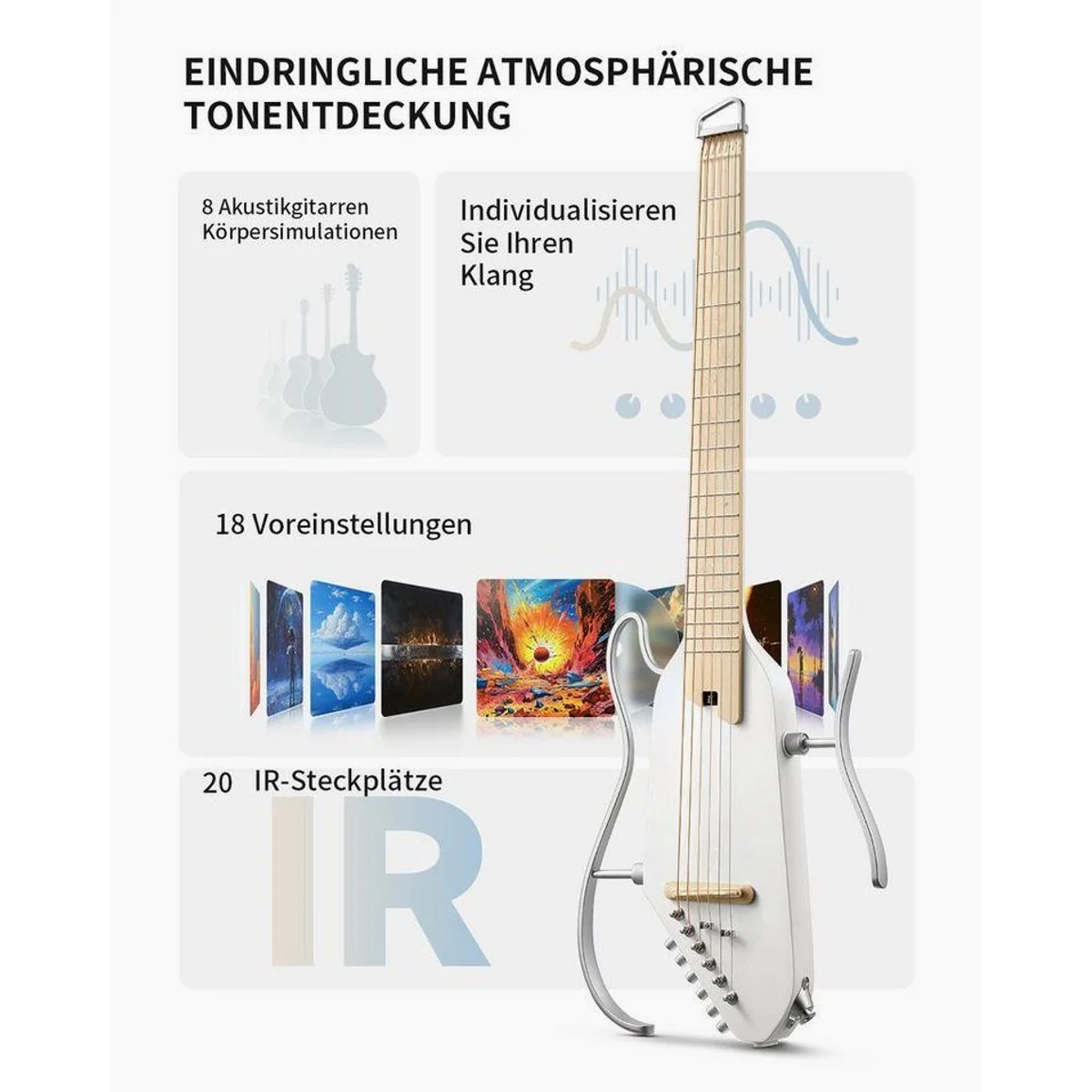 Donner HUSH I PRO Reisegitarre, kompakt, leicht, ideal für unterwegs 3
