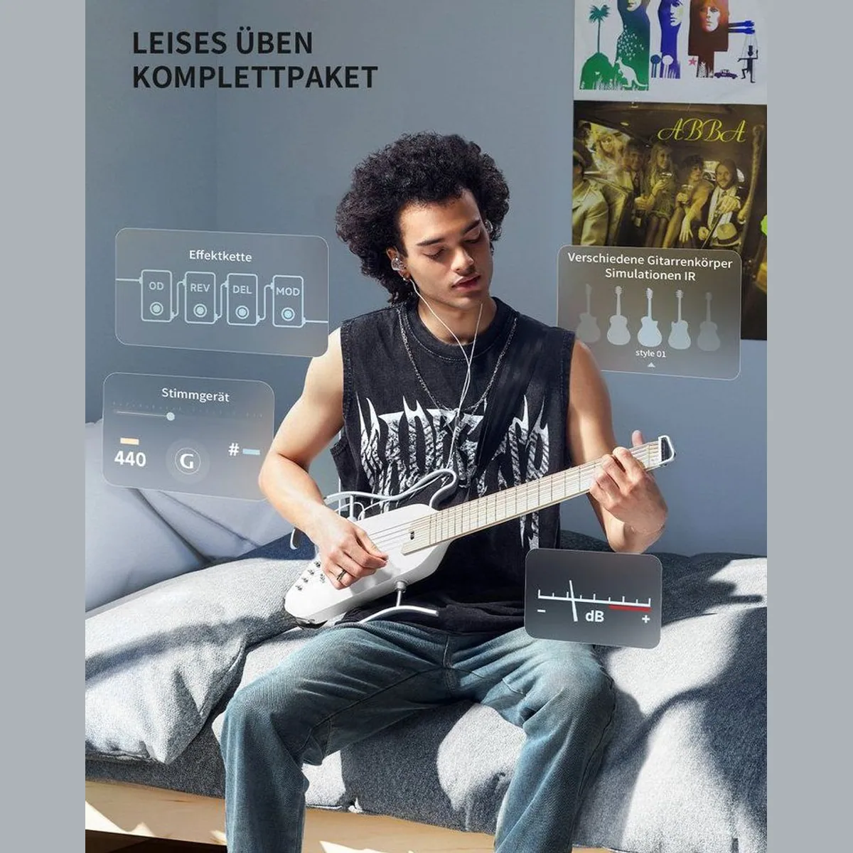 Donner HUSH I PRO Reisegitarre, kompakt, leicht, ideal für unterwegs 5