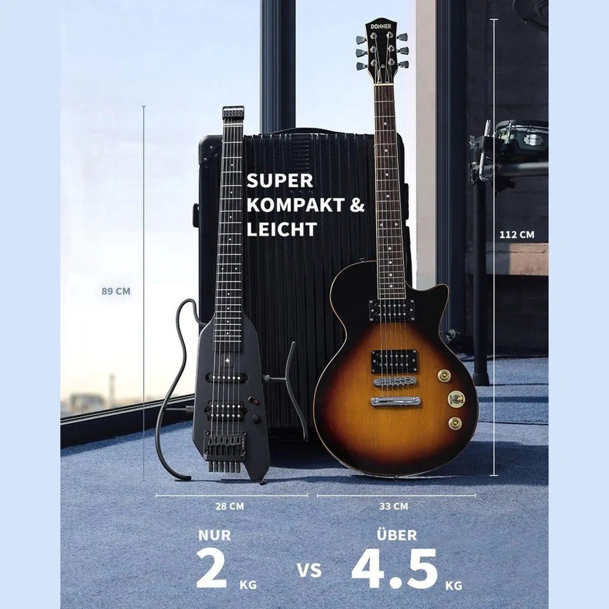 Donner HUSH X Gitalele, E-Gitarre mit HS-Tonabnehmern, leicht & kompakt — ideal für Reisen 2