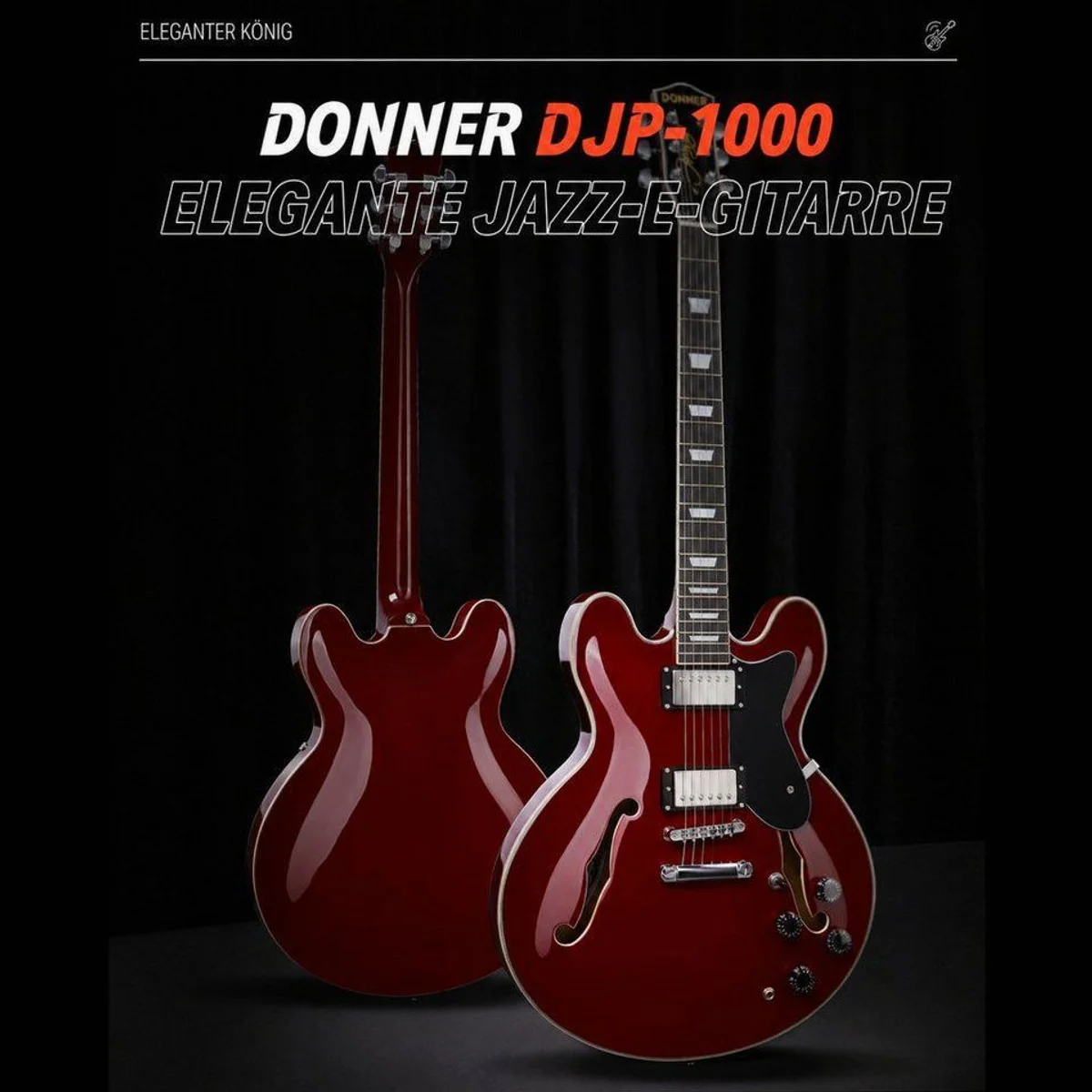 Donner DJP-1000 Semi-Hollow E-Gitarre, vielseitige Klangmöglichkeiten, elegantes Design 5