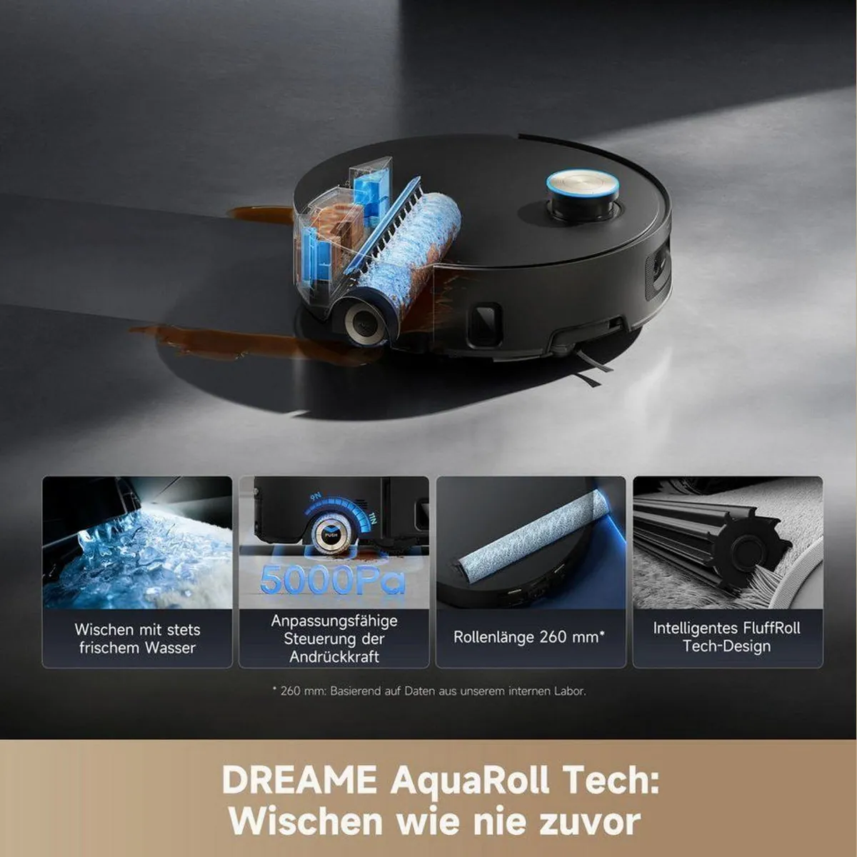 Dreame Aqua10 Ultra Roller Saugroboter, 600 W, 30.000 Pa Saugleistung, Warmwasser-Wischsystem 5