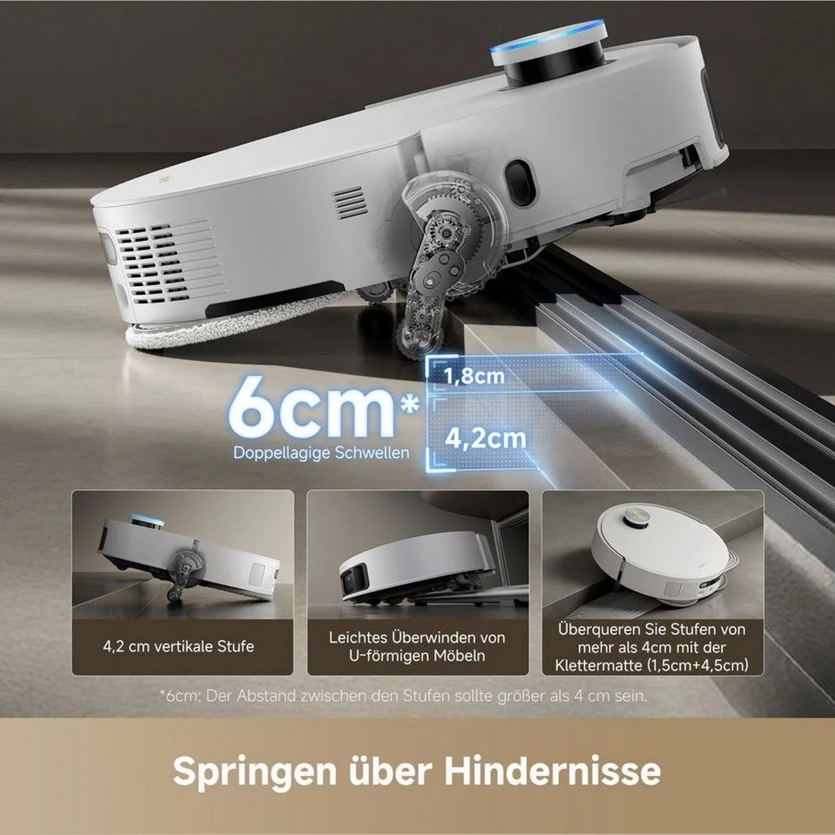 Dreame X50 Ultra Complete, 20.000 Pa Saugkraft, Wischfunktion, kabellos, Hindernisüberwindung 4