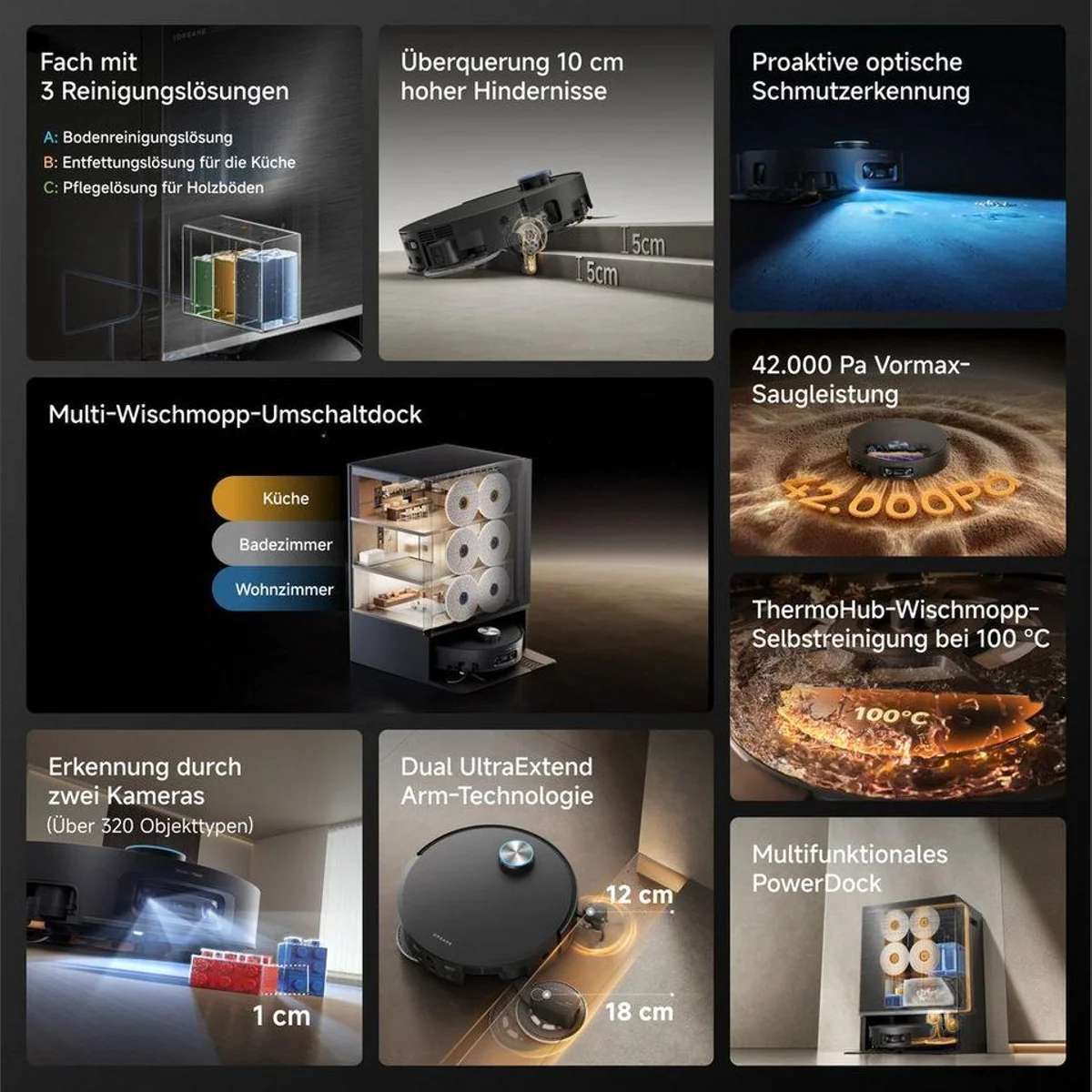 Dreame X60 Pro Ultra Saugroboter, 700 W, 42.000 Pa, Multi-Wischmopp 3