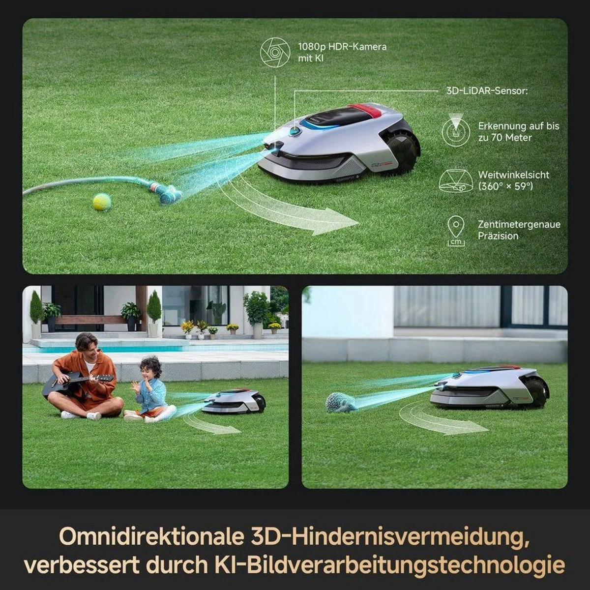 Dreame Rasenmähroboter A2 1200, KI-Kamera, 1200 m² Flächenleistung, Kantenschnittsystem 4