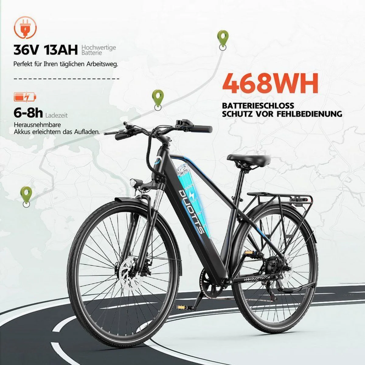 DUOTTS C29 Lite E-Bike, 90 km Reichweite, 250W Motor, 7-Gang-Schaltung 5