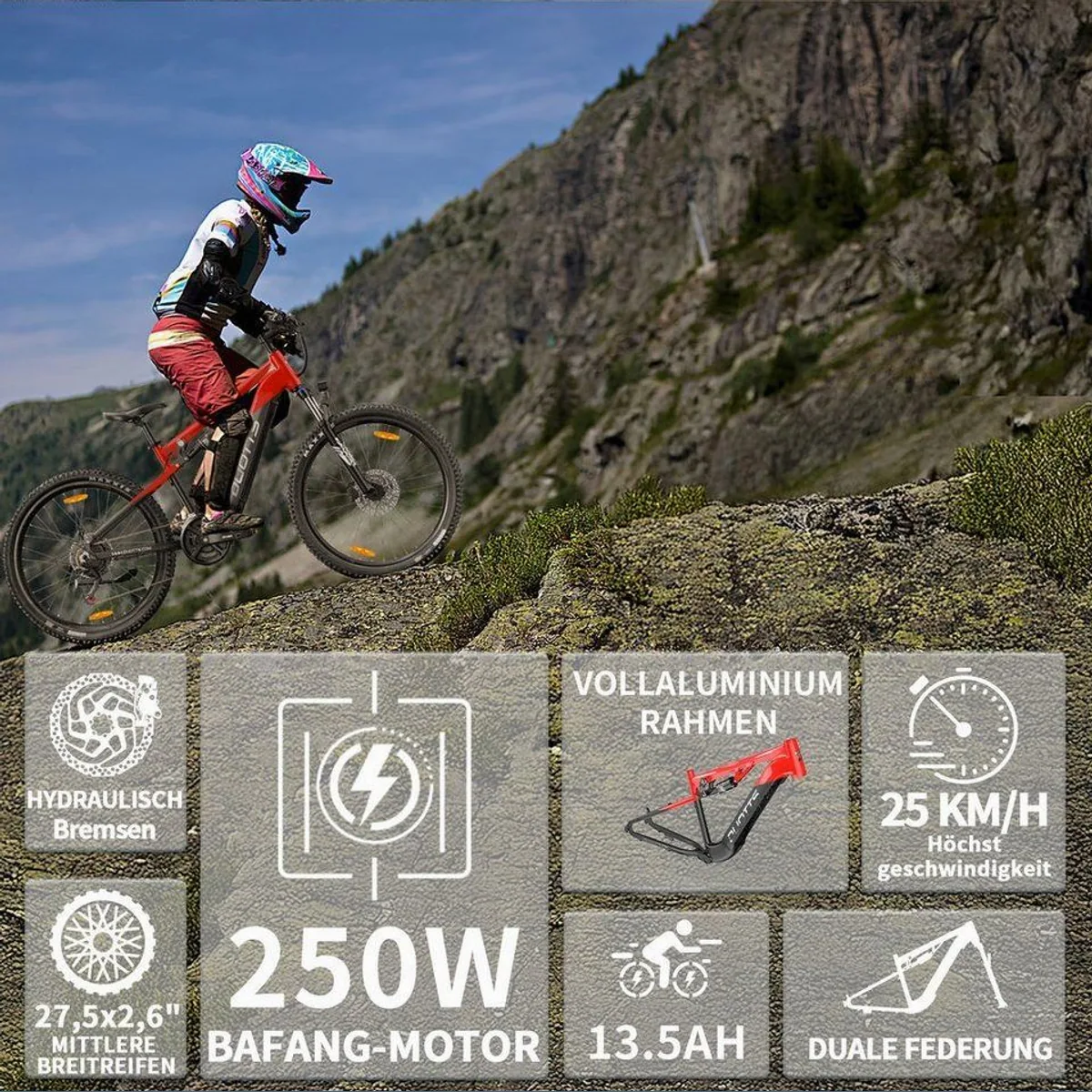 DUOTTS E29 E-Bike, kraftvoller Bafang-Motor, 14-Gang Shimano, IPX4 3