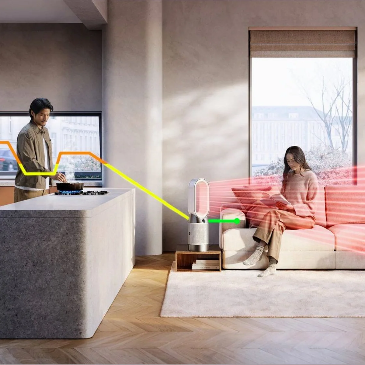 DYSON Purifier Hot+Cool HP1, Luftreiniger, Heizlüfter & Ventilator — Echtzeit-Luftanalyse, 350˚ Drehbewegung, App-Steuerung 3