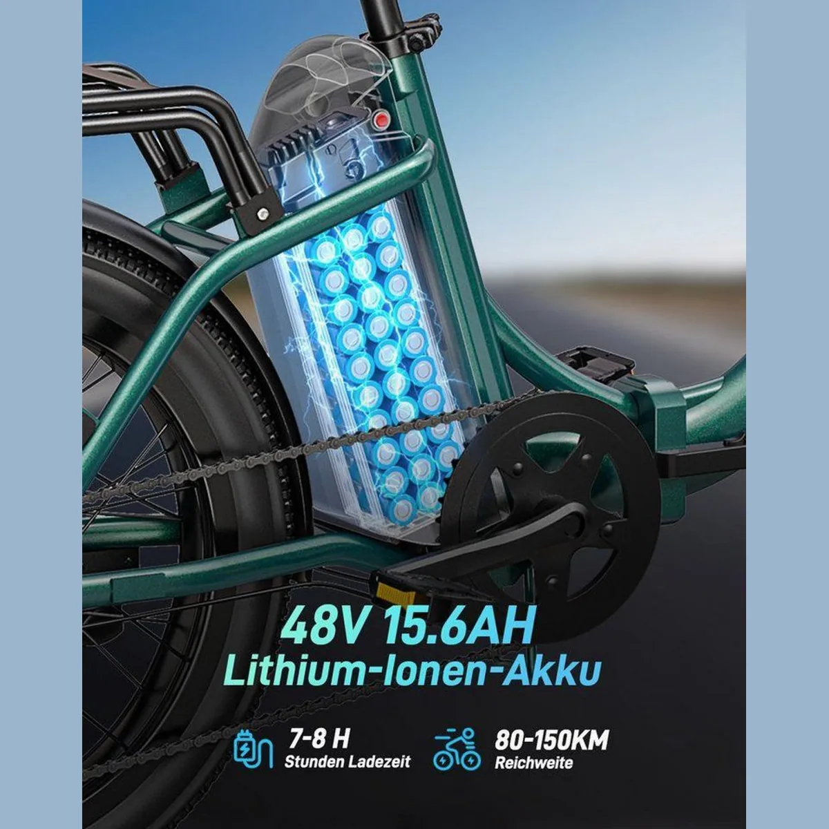 DYU C9 E-Bike Klapprad, 250 W Motor, 150 km Reichweite, 7-Gang Schaltung 2