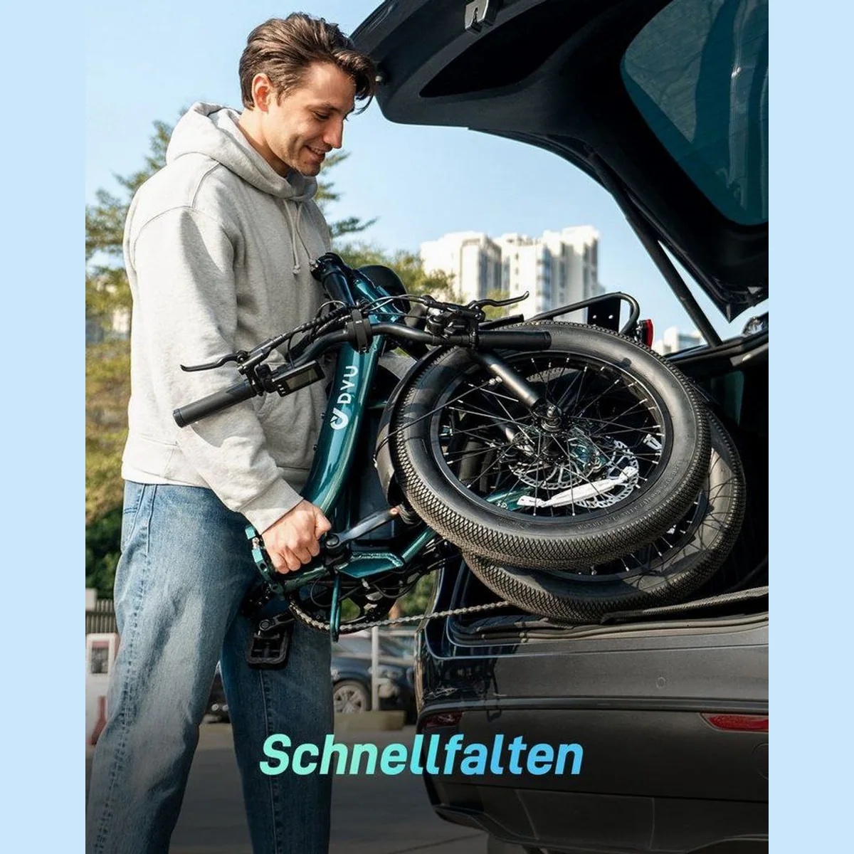 DYU C9 E-Bike Klapprad, 250 W Motor, 150 km Reichweite, 7-Gang Schaltung 4