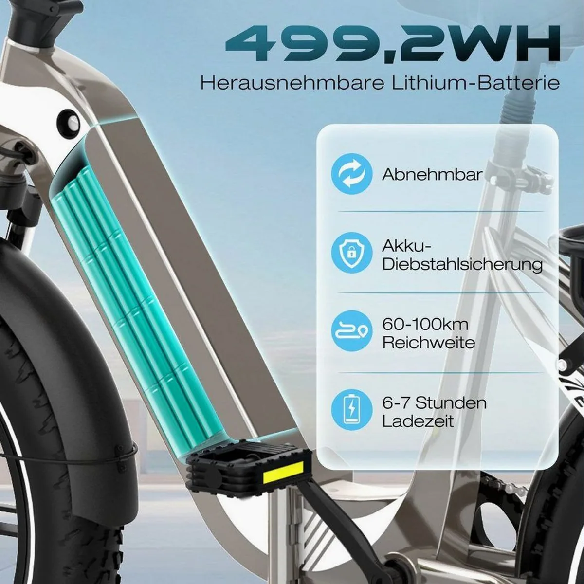 ECORUSH R2 E-Bike Faltrad, 20 Zoll, 60-100 km Reichweite, 7-Gang Shimano 2