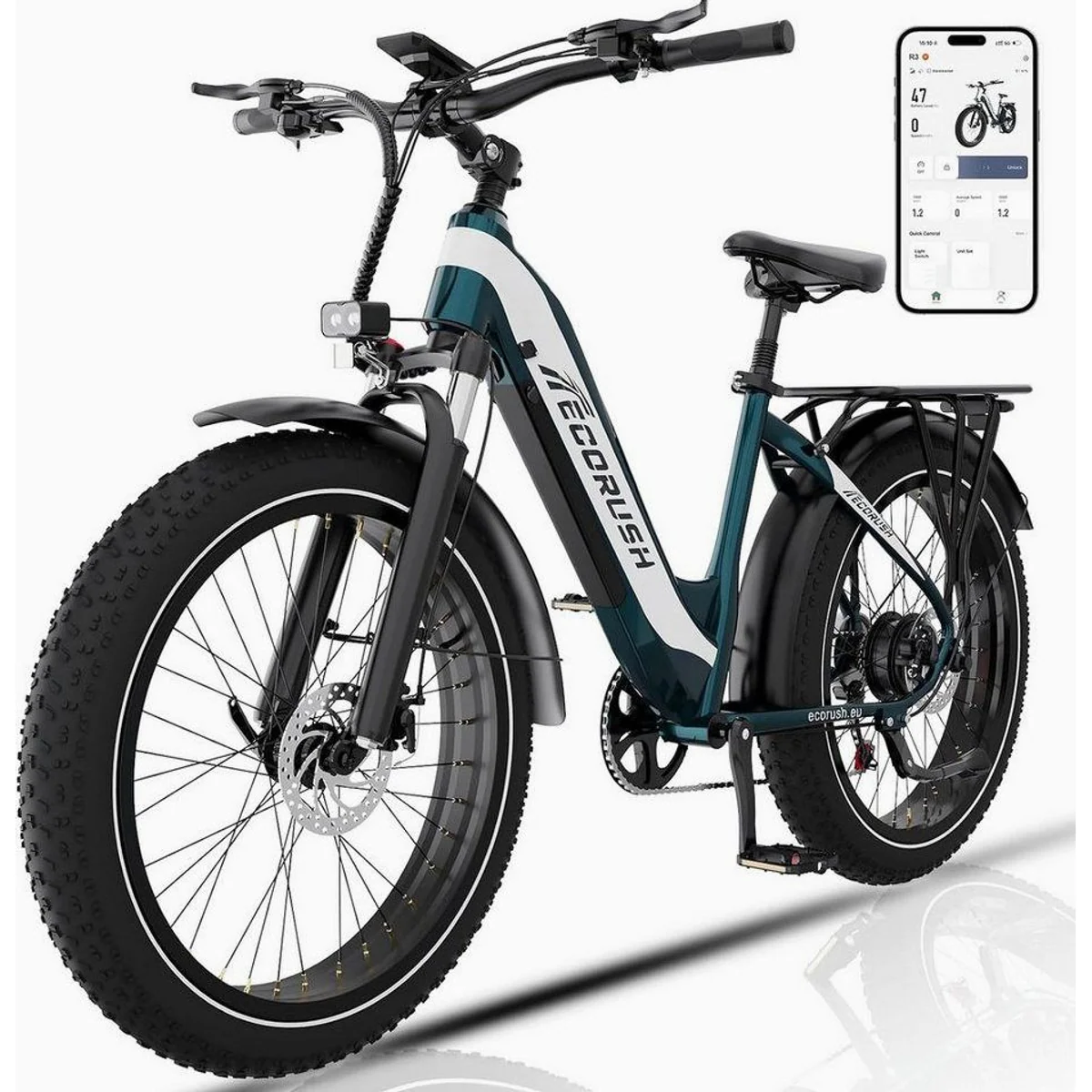 ECORUSH E-Bike Mountainbike, kraftvoller Motor, lange Reichweite, flexibles Schaltsystem