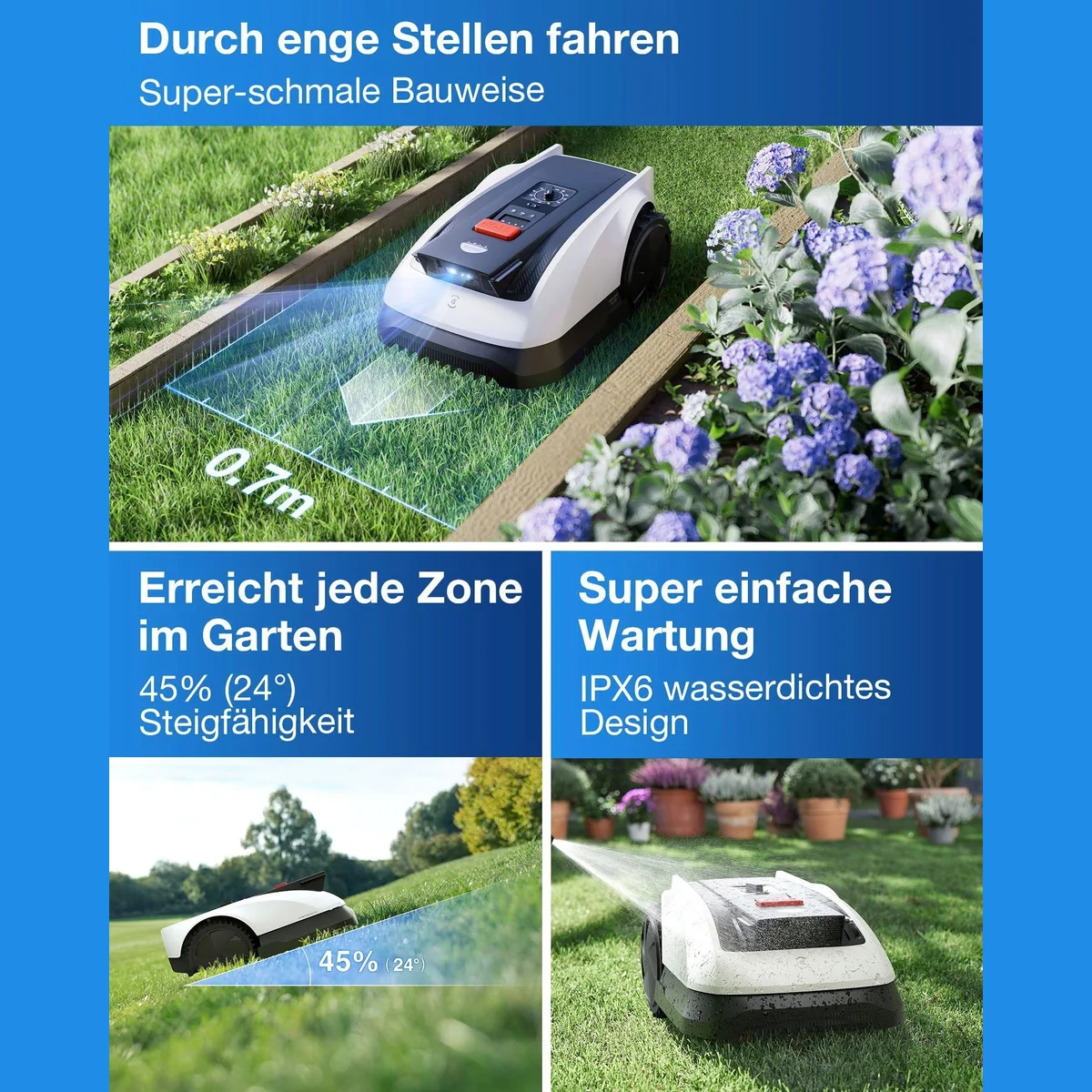 ECOVACS GOAT O800 RTK Rasenmähroboter, präzise Navigation, App-Steuerung, kompakt für 800 m² 4
