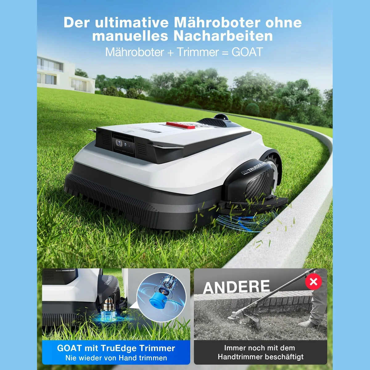 ECOVACS GOAT A1600 Rasenmähroboter, effiziente LiDAR Navigation, anpassbare Schnitthöhe 2