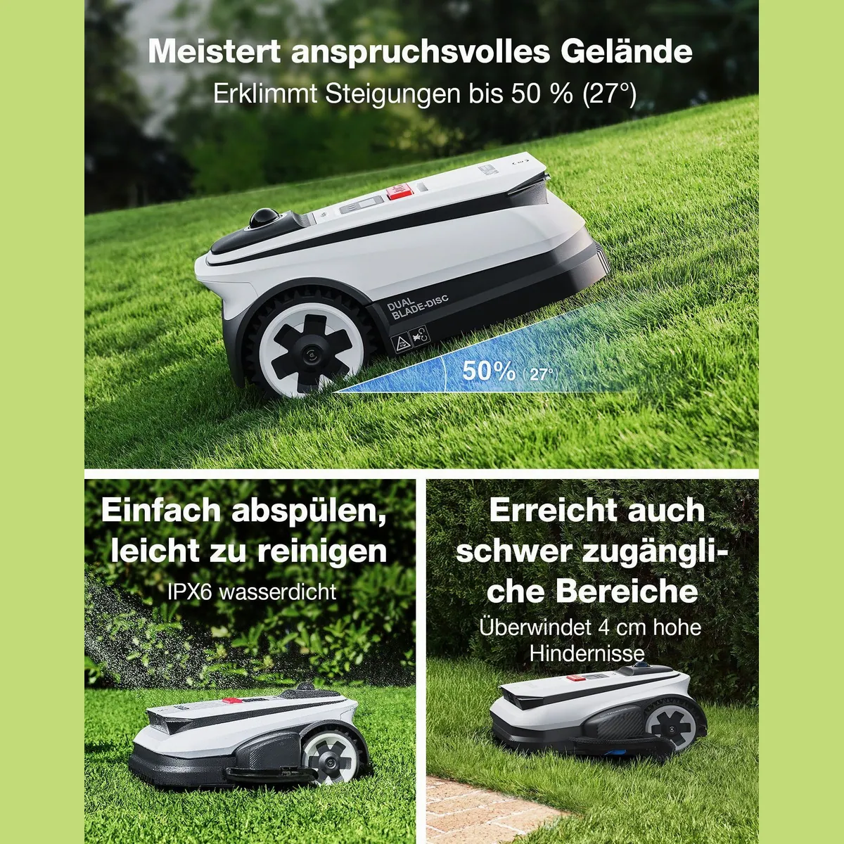 ECOVACS GOAT A1600 Rasenmähroboter, effiziente LiDAR Navigation, anpassbare Schnitthöhe 5