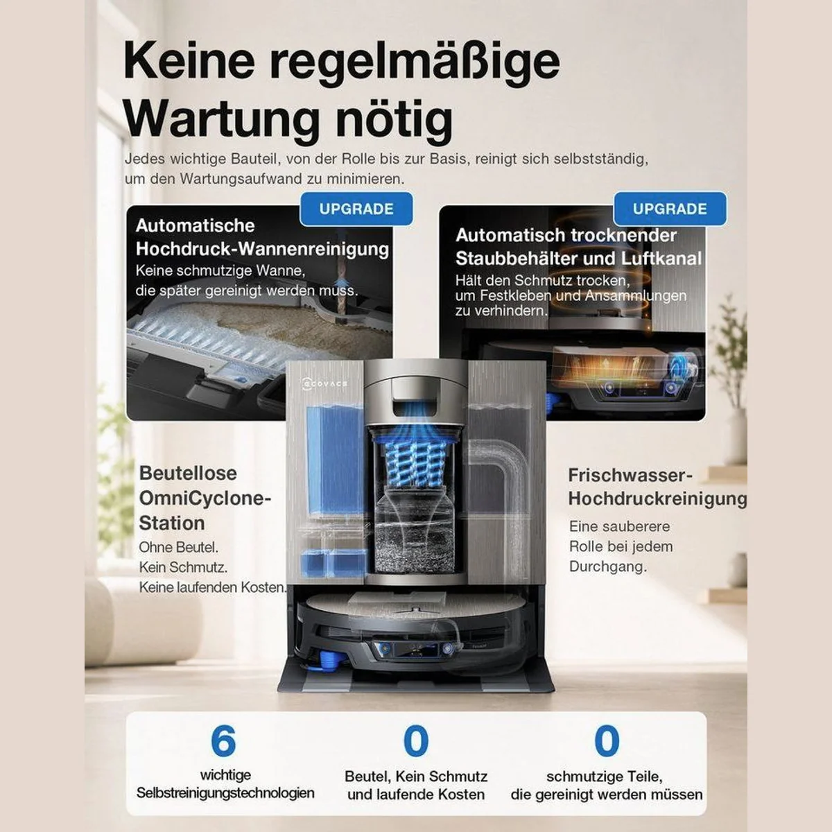 ECOVACS DEEBOT X12S Nass-Trocken-Saugroboter, 150 W, 27.000 Pa Saugleistung, OmniCyclone Station 5