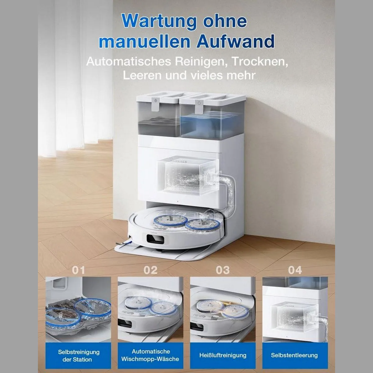 ECOVACS DEEBOT T30e Omni, 25000 Pa Saugkraft, All-in-One-Station, OZMO Turbo 2.0 Wischen 4