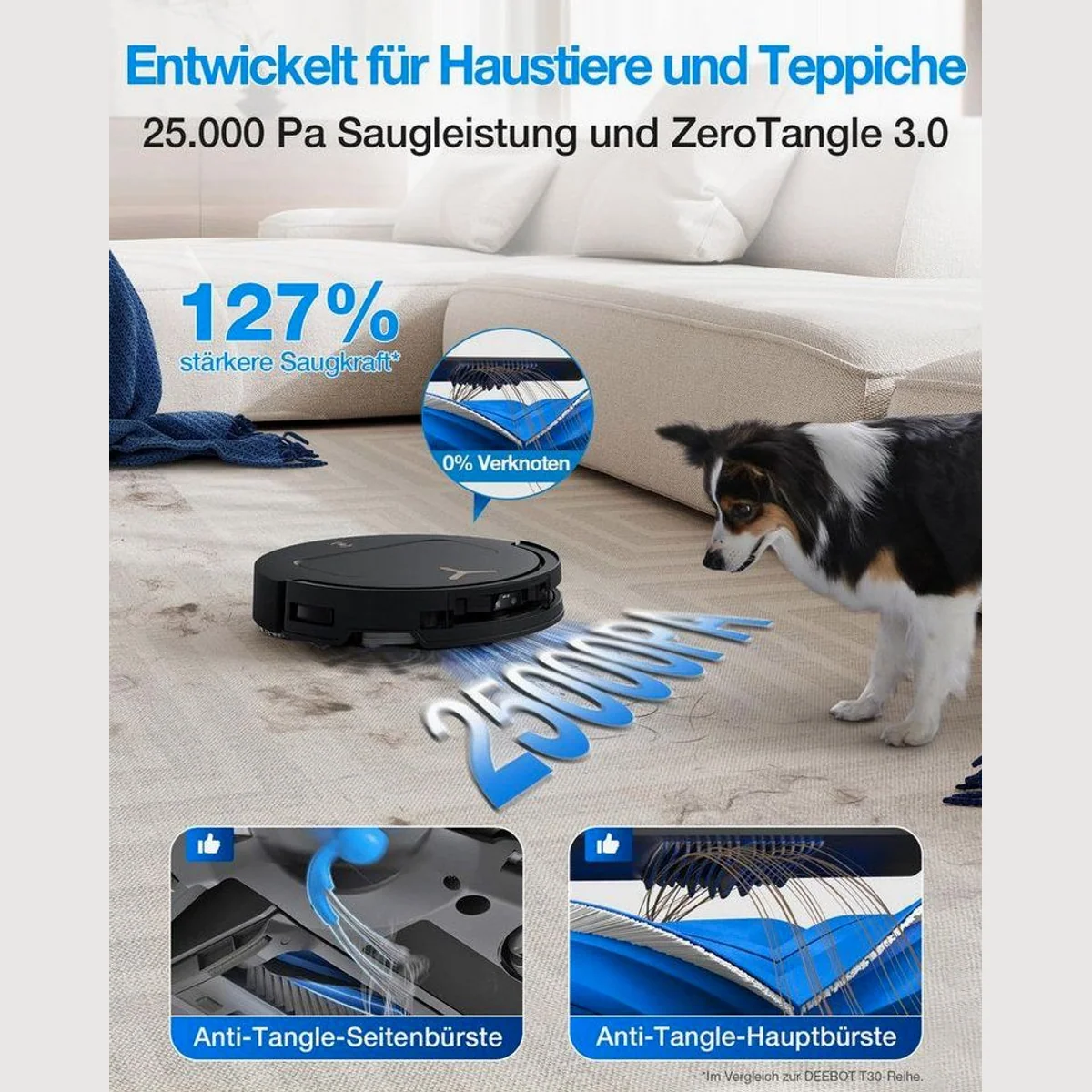 ECOVACS DEEBOT T50 Pro Omni Gen3, 25000 Pa Saugleistung, KI-gesteuerte Reinigung, OMNI-Station 2