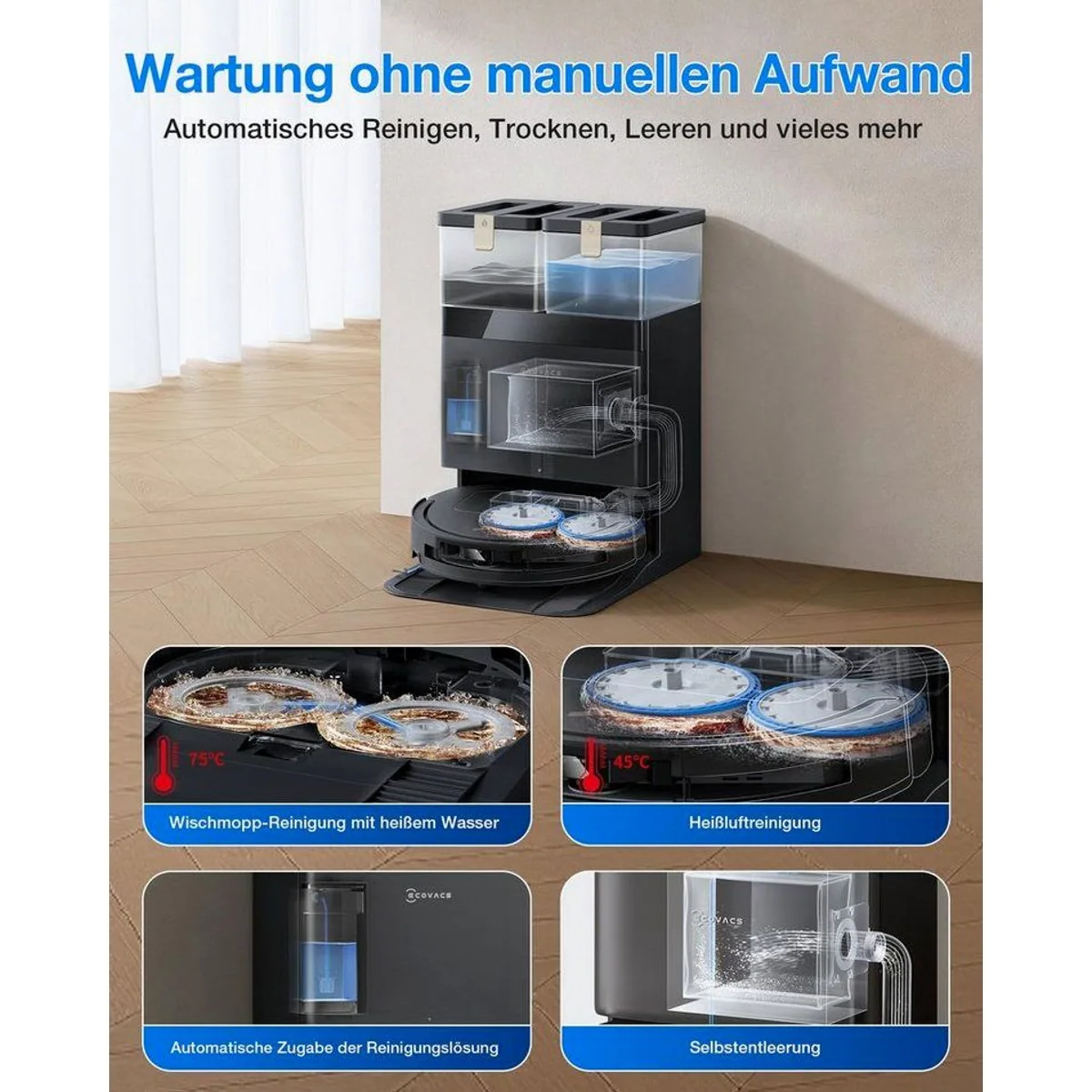 ECOVACS DEEBOT T50 Pro Omni Gen3, 25000 Pa Saugleistung, KI-gesteuerte Reinigung, OMNI-Station 3
