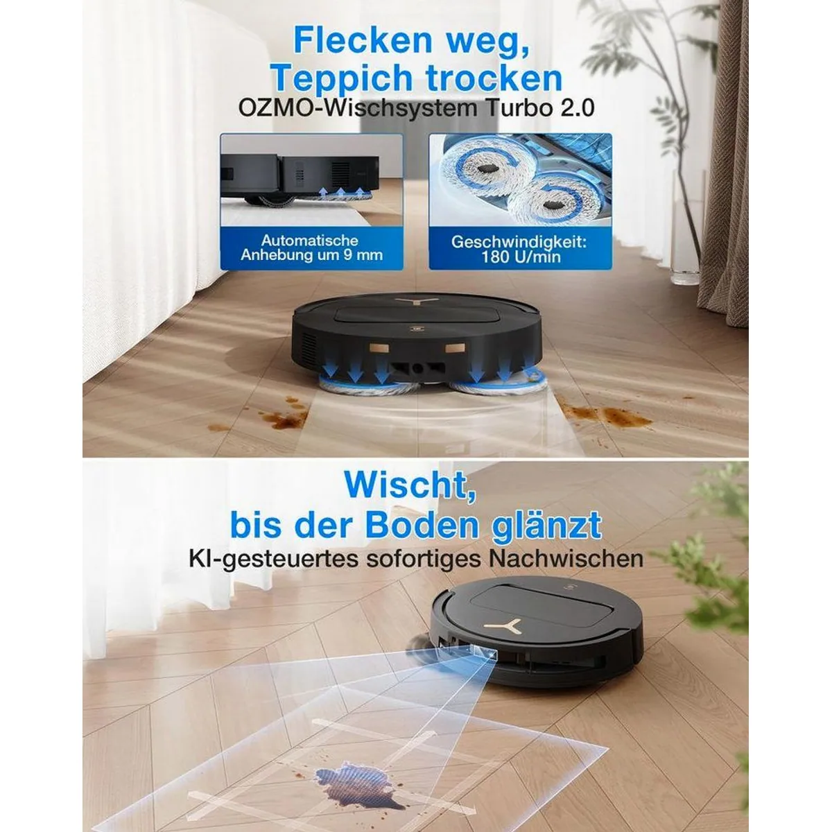 ECOVACS DEEBOT T50 Pro Omni Gen3, 25000 Pa Saugleistung, KI-gesteuerte Reinigung, OMNI-Station 5