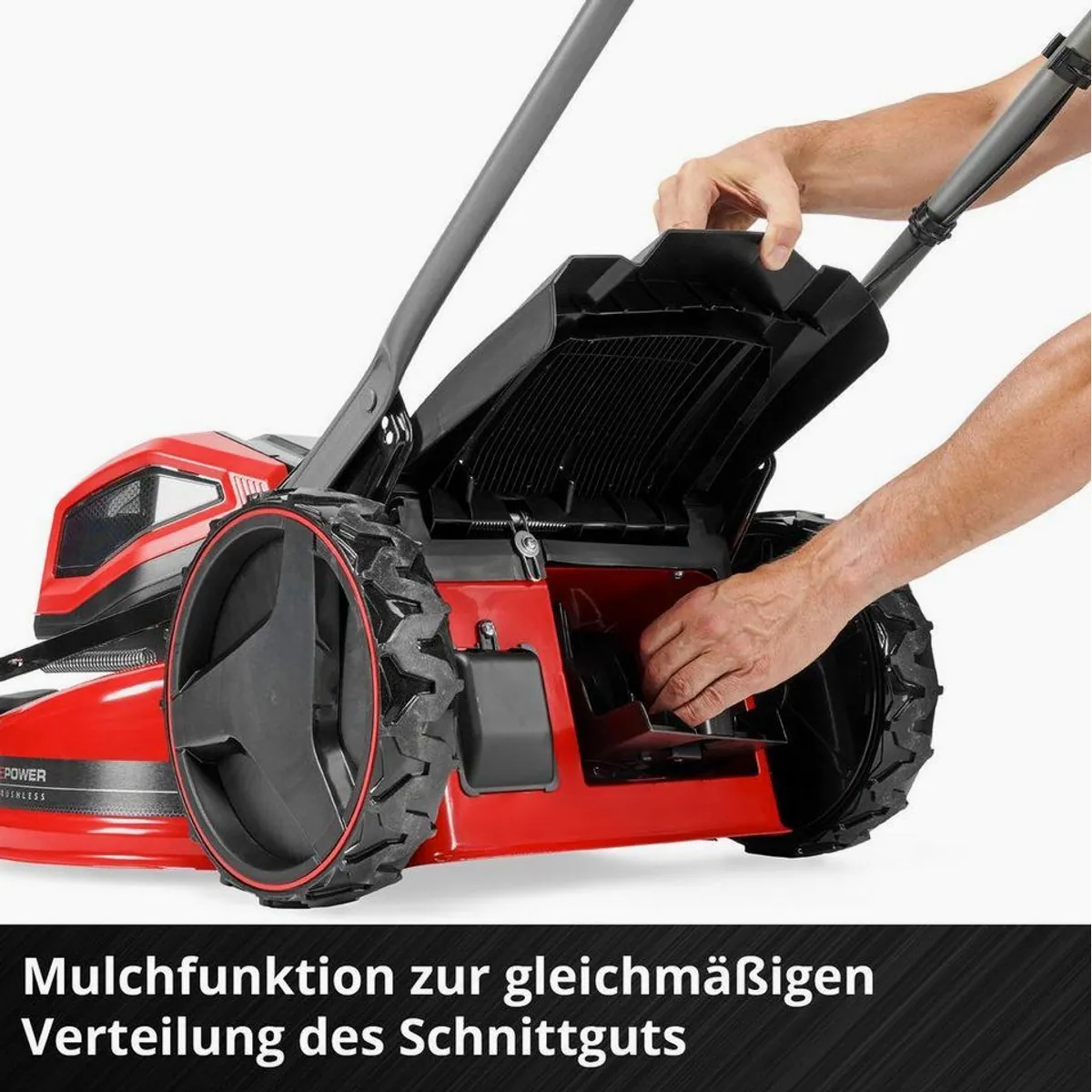 Einhell GP-CM 36/52 S Li BL, kraftvoller Akku-Rasenmäher mit 52 cm Schnittbreite — 4x 5,2 Ah Akkus, 2 Twincharger 5