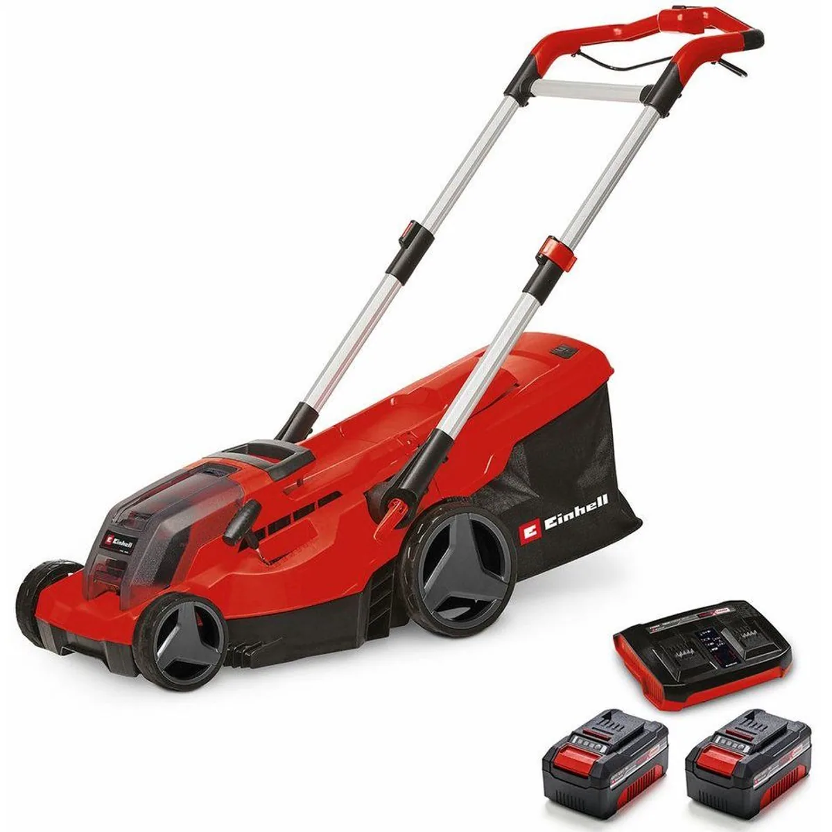 Einhell Akkurasenmäher GP-CM 36/450, 38 cm Schnittbreite, 2 x 4 Ah Akku, Twincharger