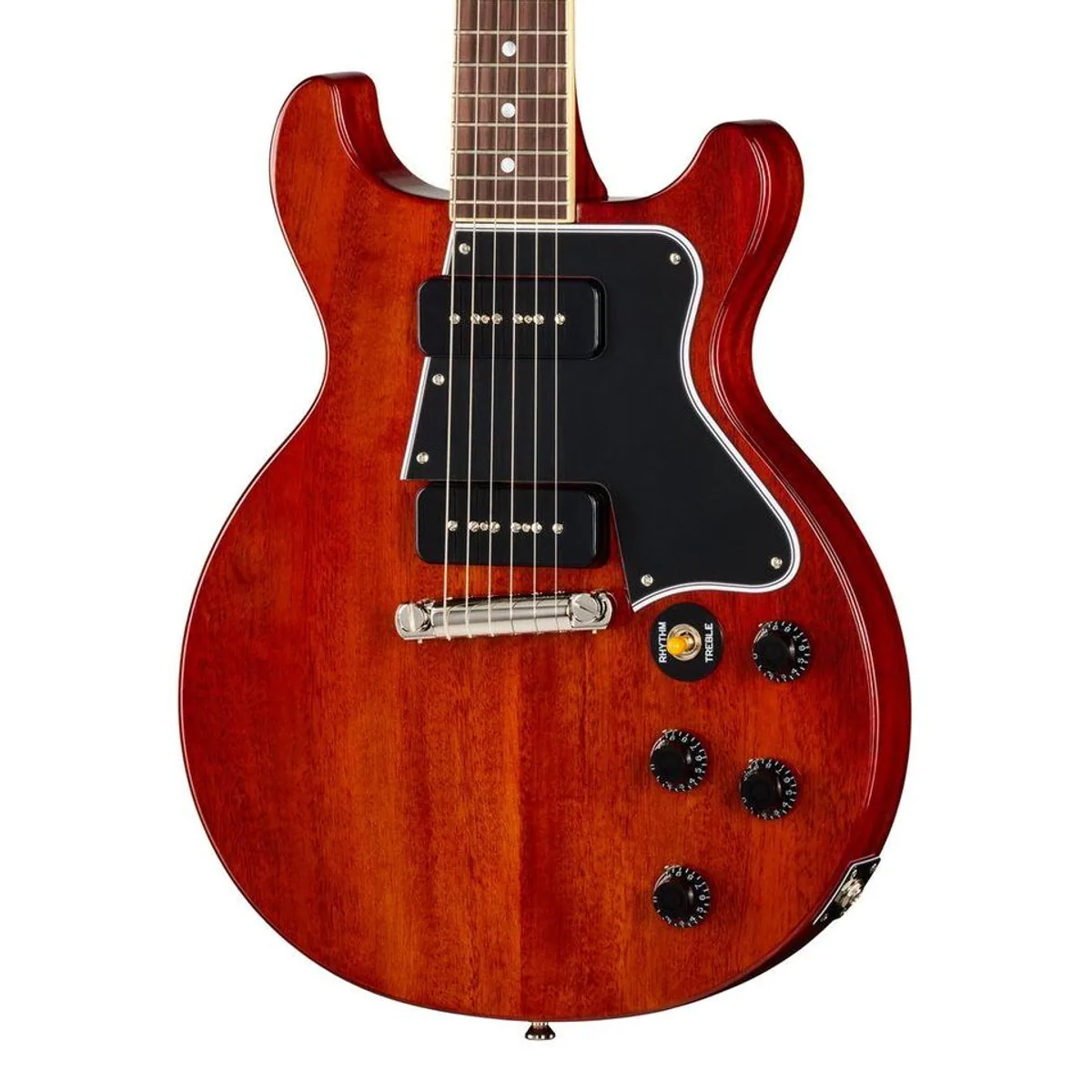 Epiphone 1960 Les Paul Special Double Cut, Mahagonikorpus, P-90 Pickups — Handverdrahtete Elektronik, Hardshell Case 3